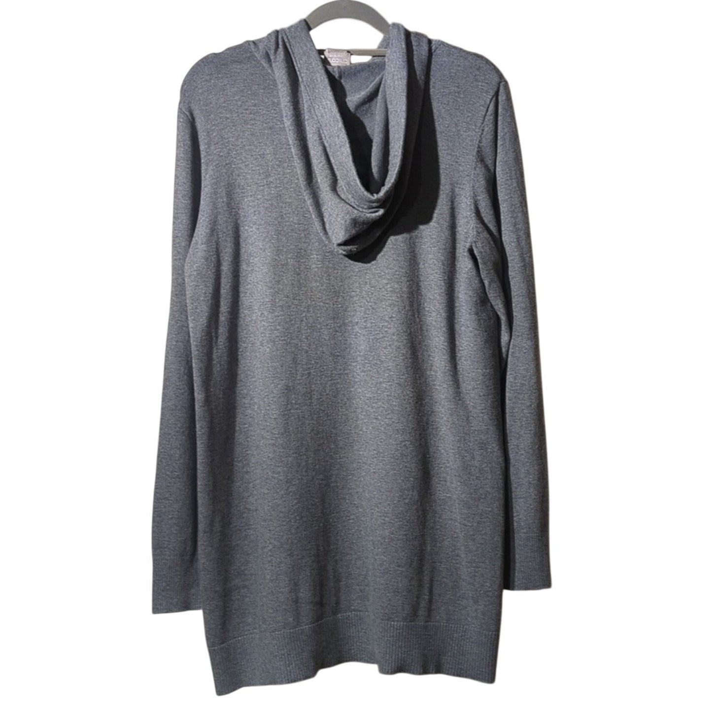Chico's Zenergy Gray Crystal Studded Tie Hoodie Pocket Sweater Women's Sz 1 (M)