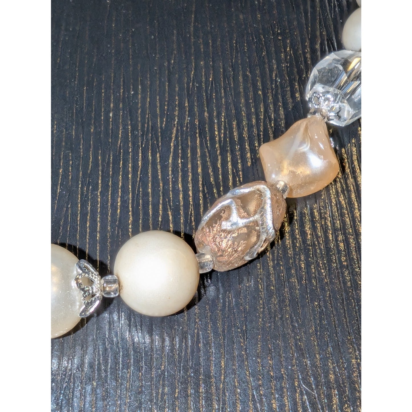 Lot of Two Vintage Glass Bead Glass Crystal Faux Pearl Necklaces