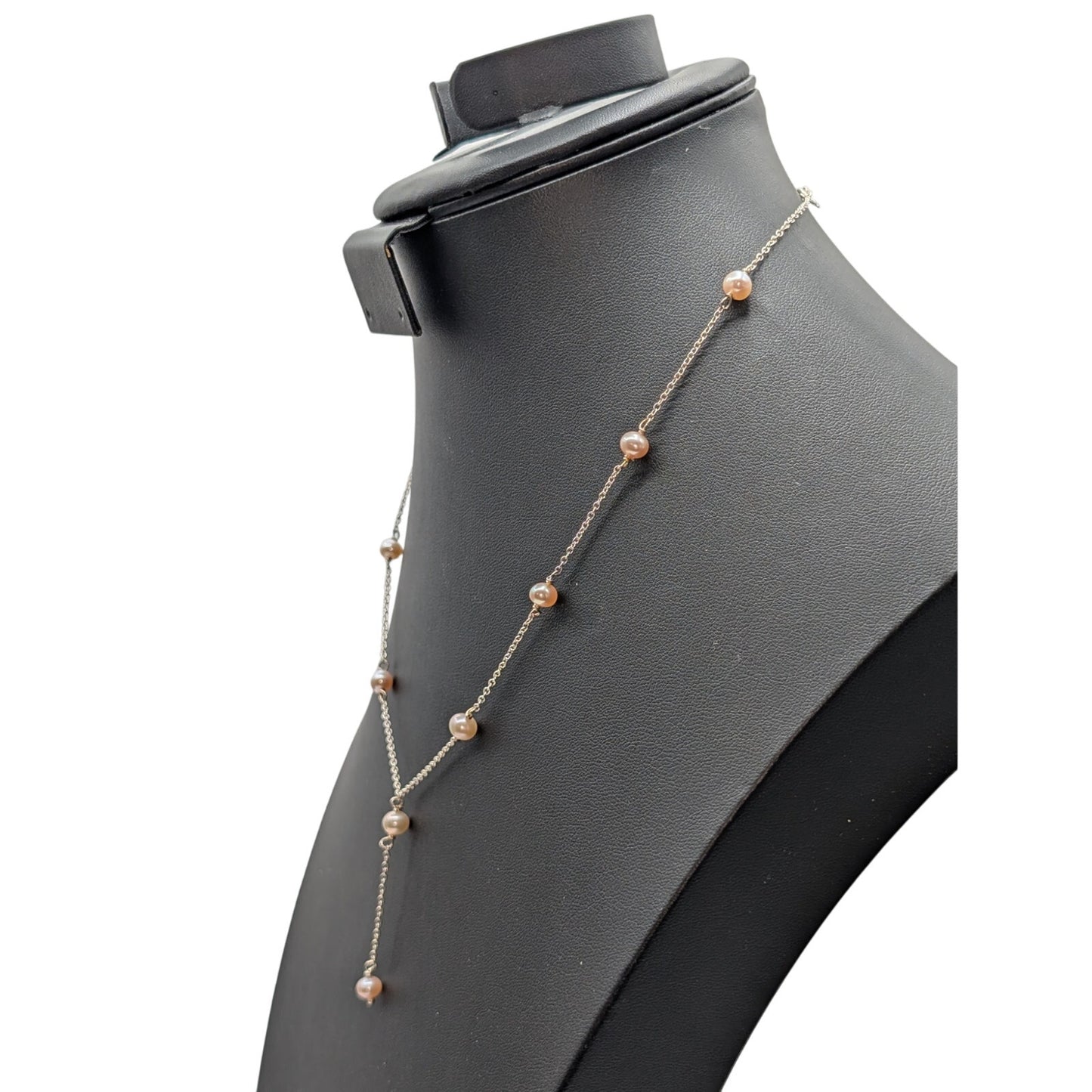 Genuine Pearl 925 Sterling Silver Chain 'Y' Drop 15.5"-18.5" Necklace