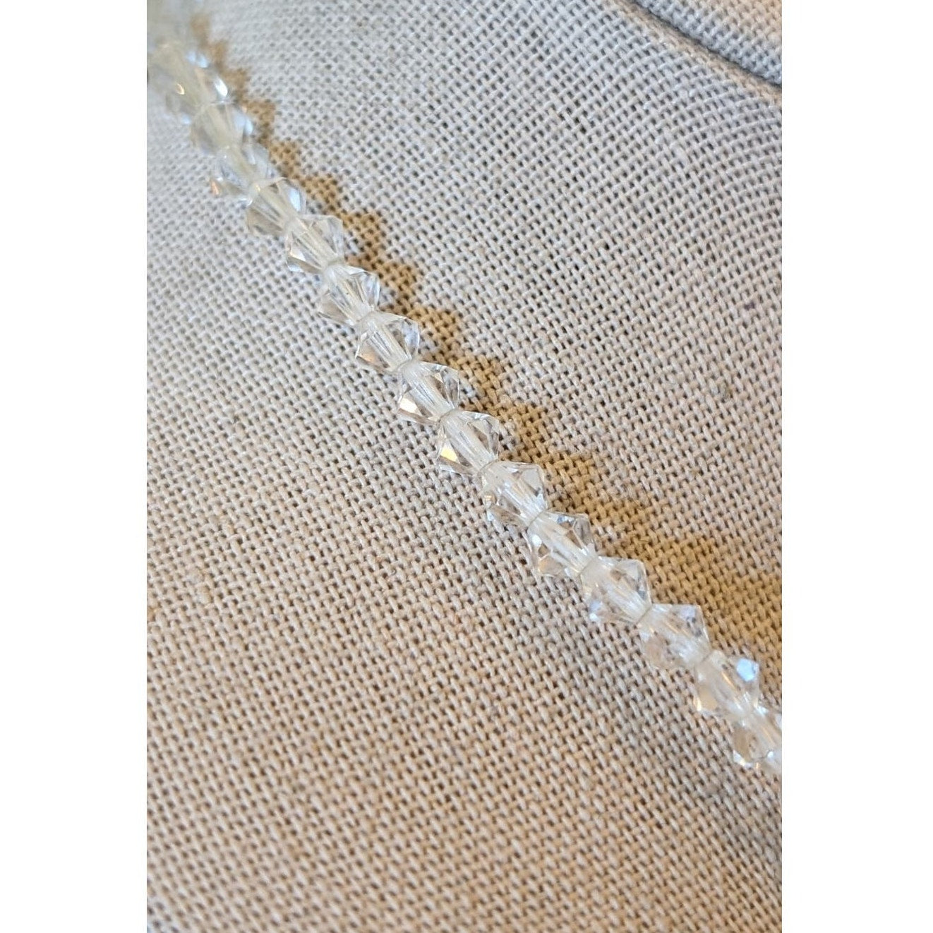 Vintage Bi-Cone Crystal Single Strand Necklace W/ Vintage Clasp