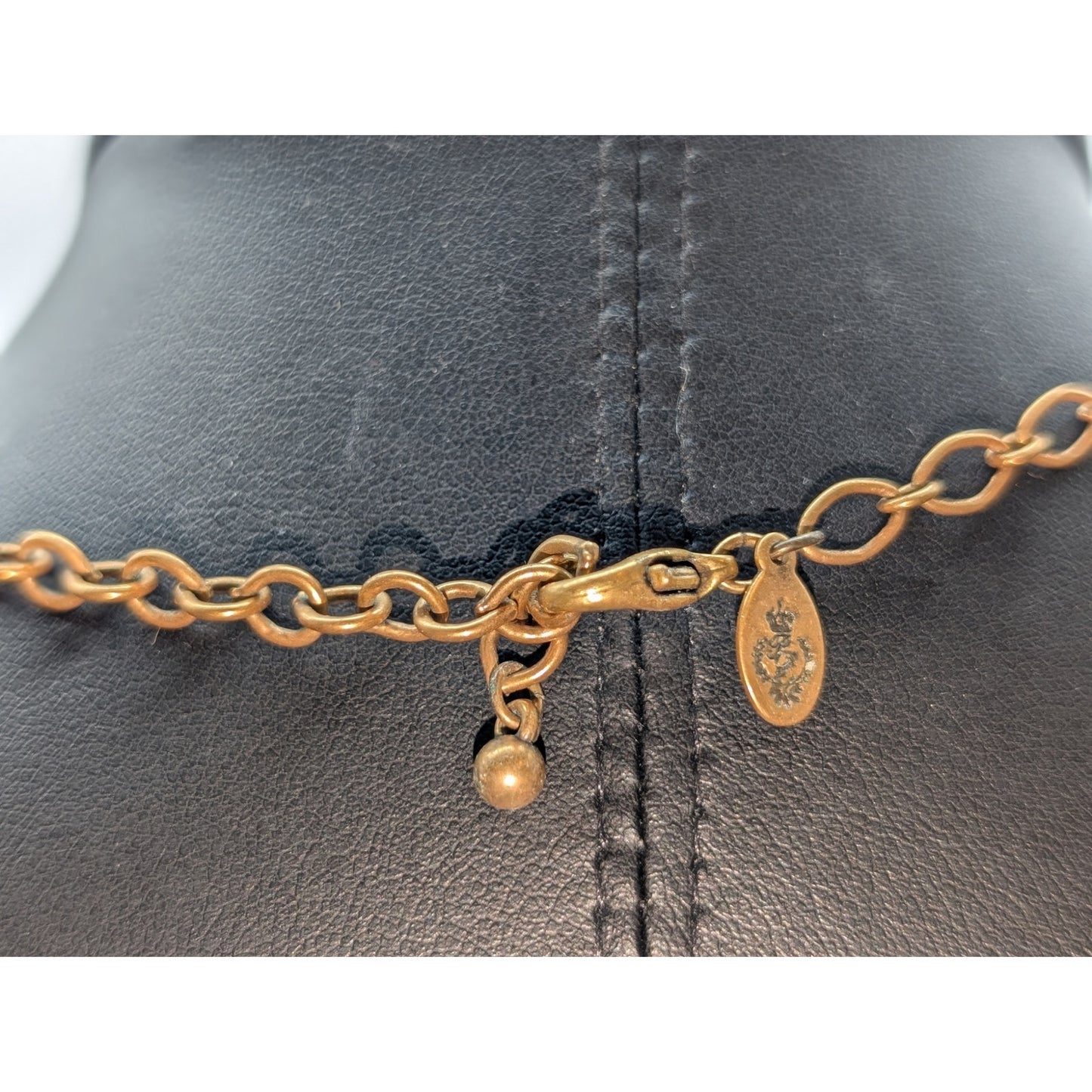 Premier Designs Gold Tone Never Ending Green Enamel & Crystal Pendant Necklace