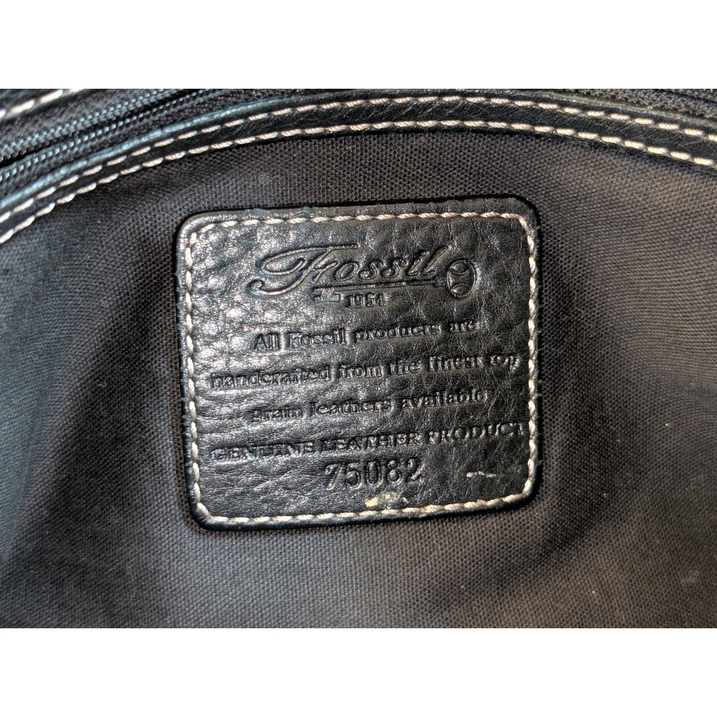Vintage Fossil Black Brown Pebbled Leather Braided Handle Shoulder Bag