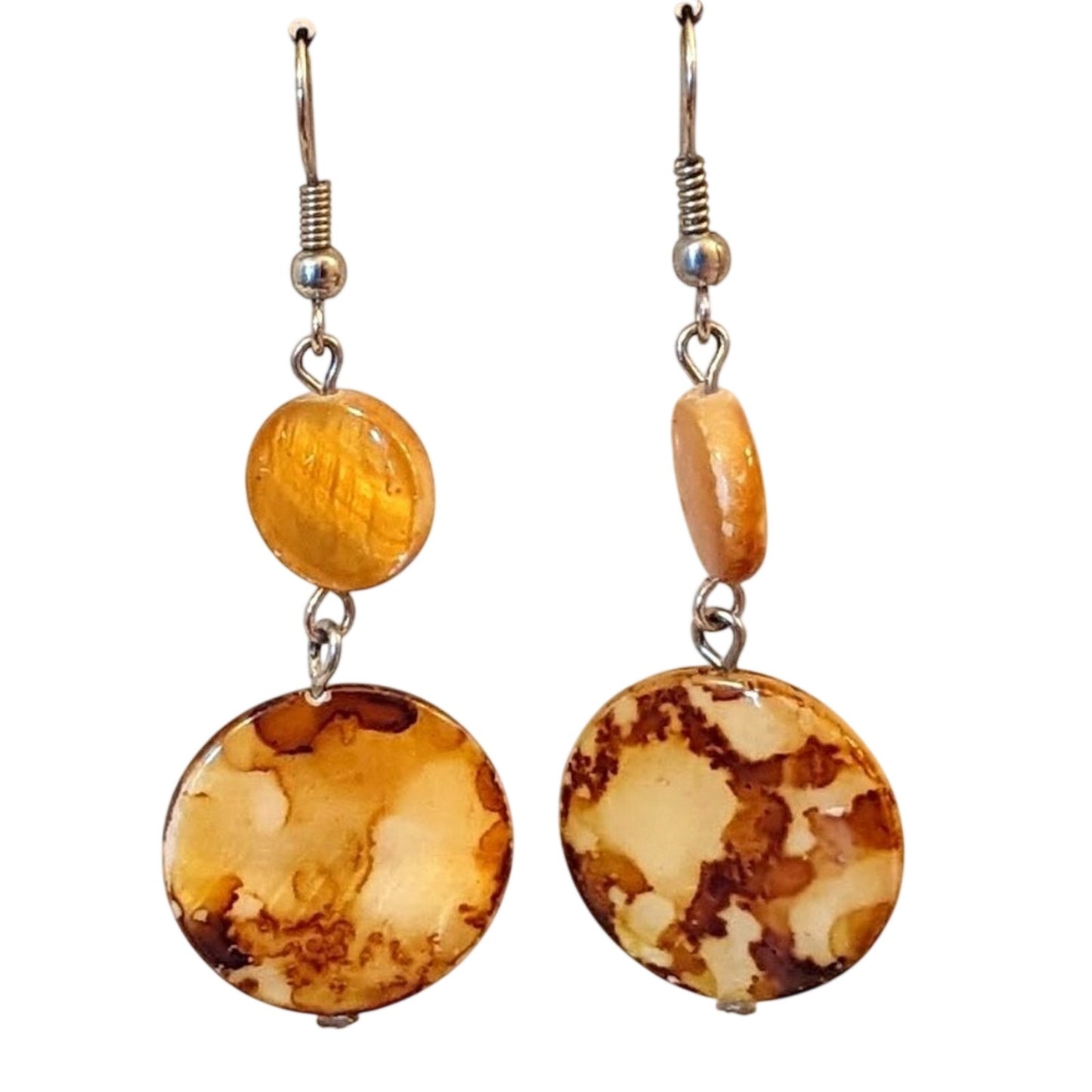 Brown Stone/Glass Drop Dangle Earrings