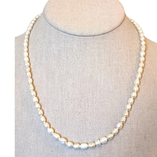 Vintage Freshwater Pearl Strand 19" Necklace W/ Lobster Claw Clasp