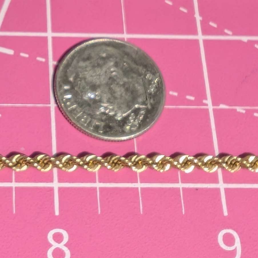 Vintage 14K Yellow Gold 18.5" Rope Chain Necklace Slide in Clasp w/ Safety 9.60g