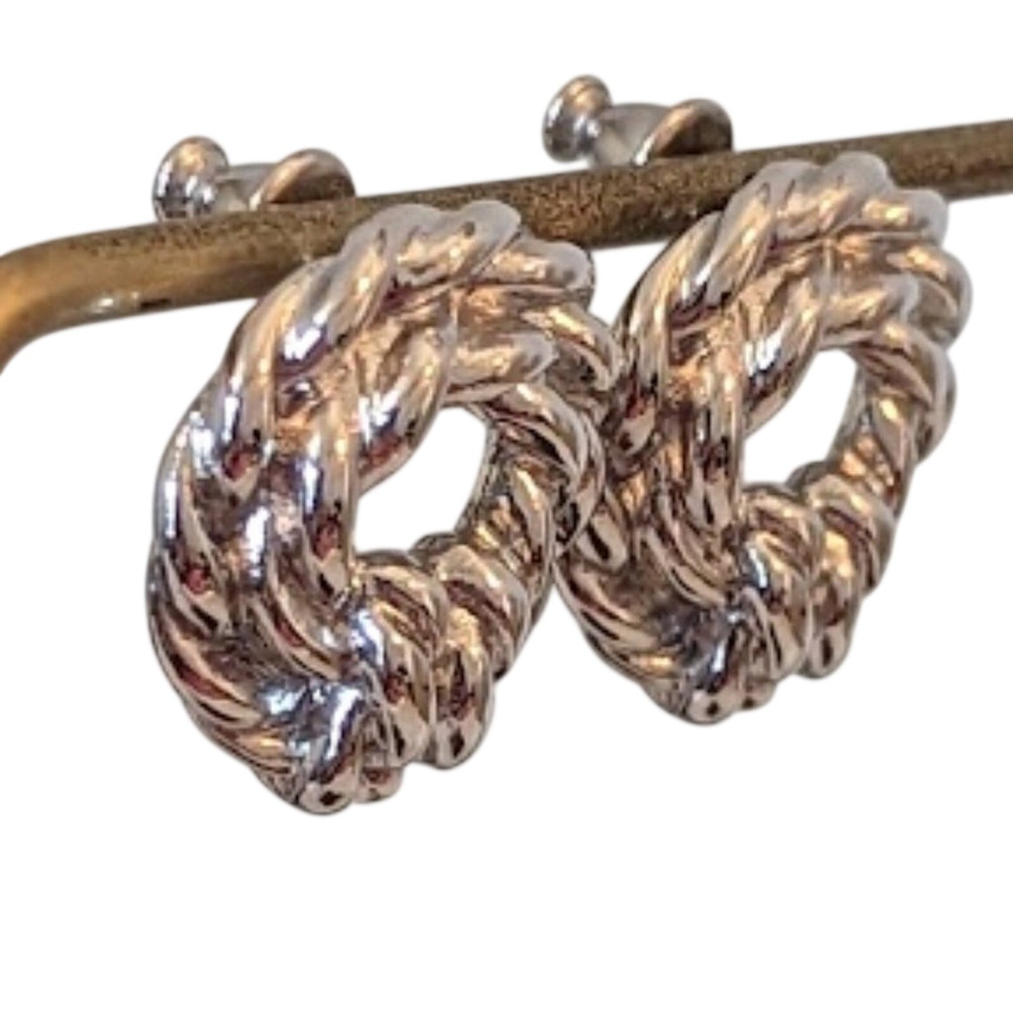 Marked Monet Silver Tone Wreath Design Post Earrings
