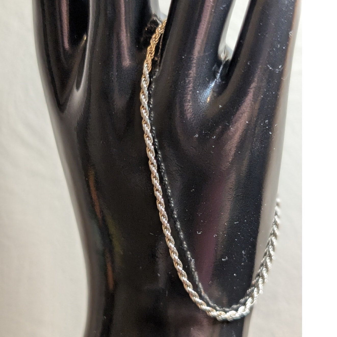 Vintage Sterling Silver 925 Rope Chain Link Bracelet