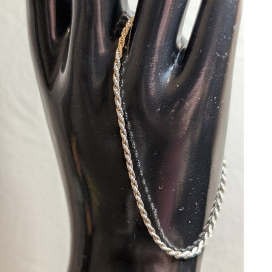 Vintage Sterling Silver 925 Rope Chain Link Bracelet
