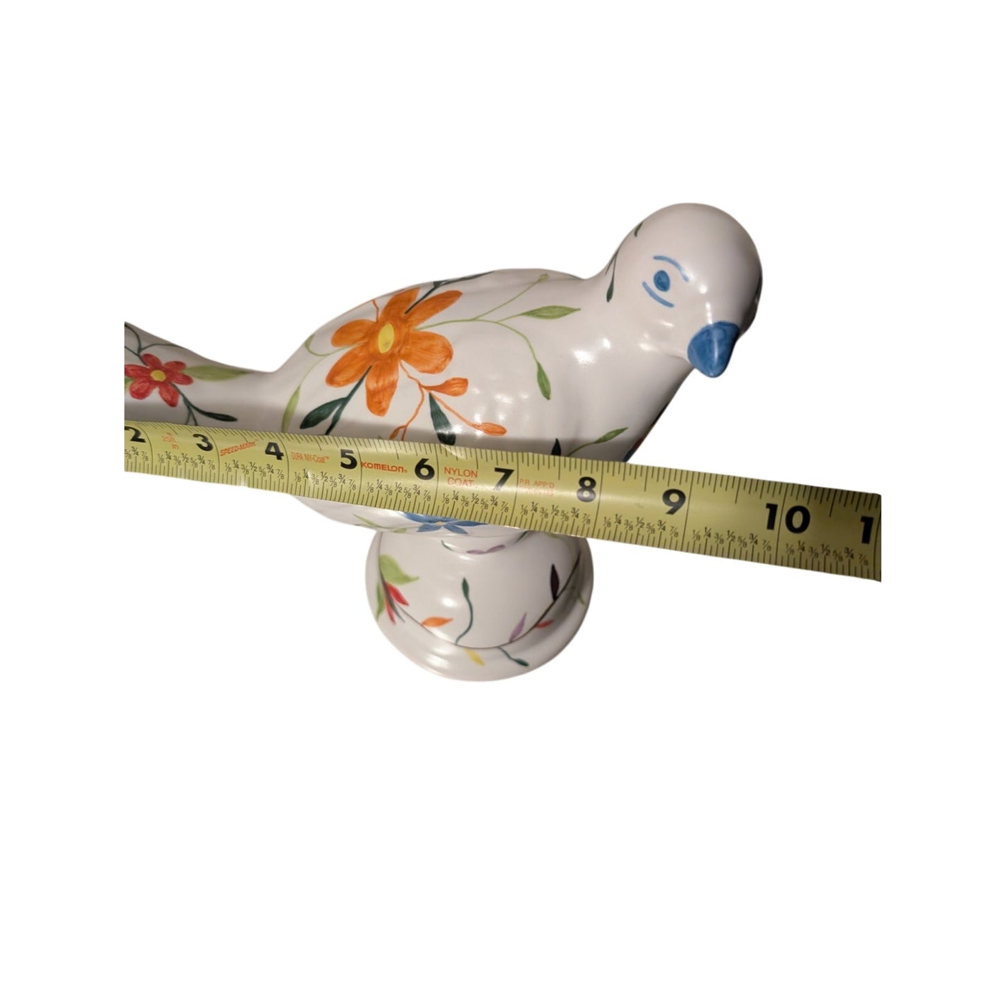 White Multi-Colored Painted Bird Figurine