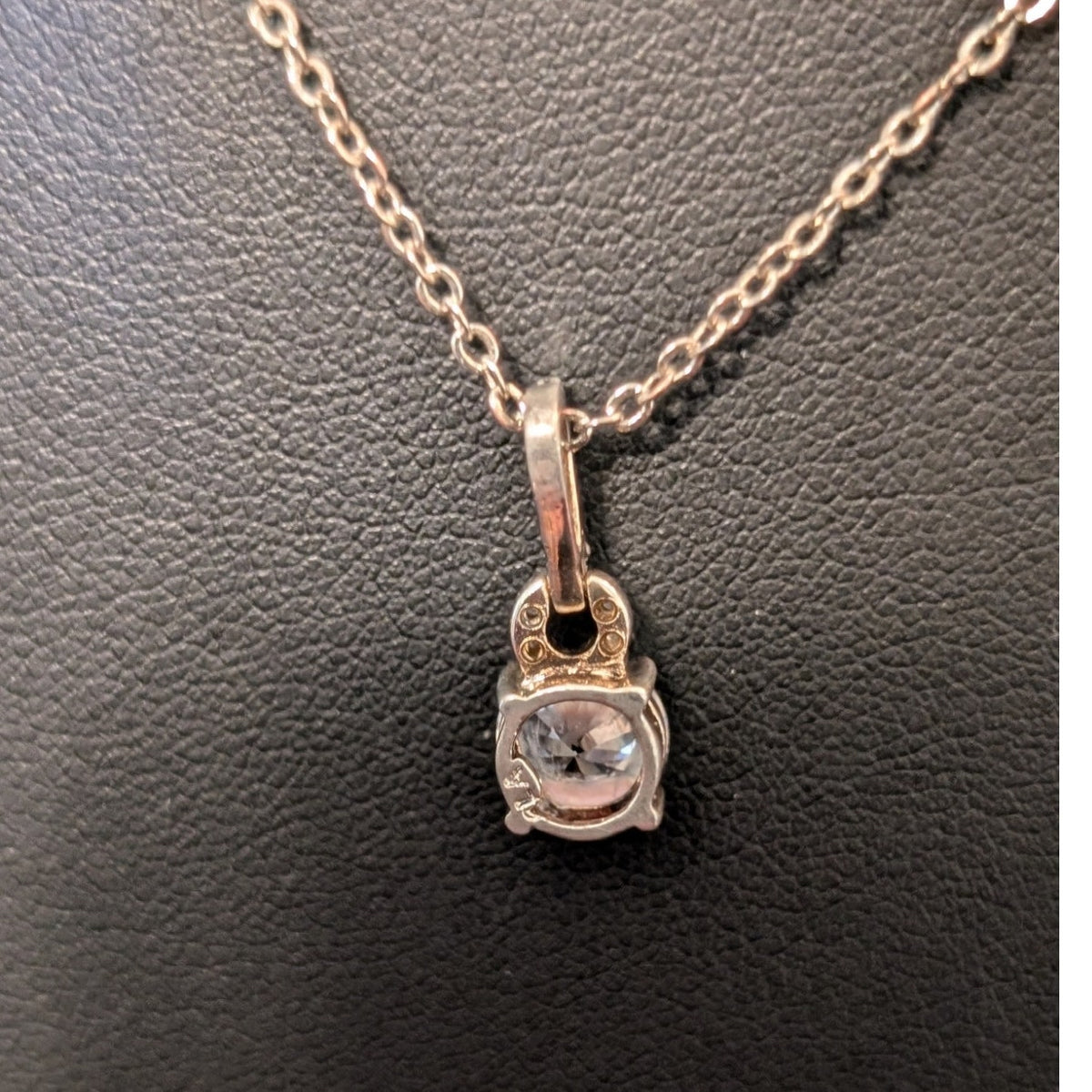 Vintage Silver Tone CZ Solitaire 18" Necklace