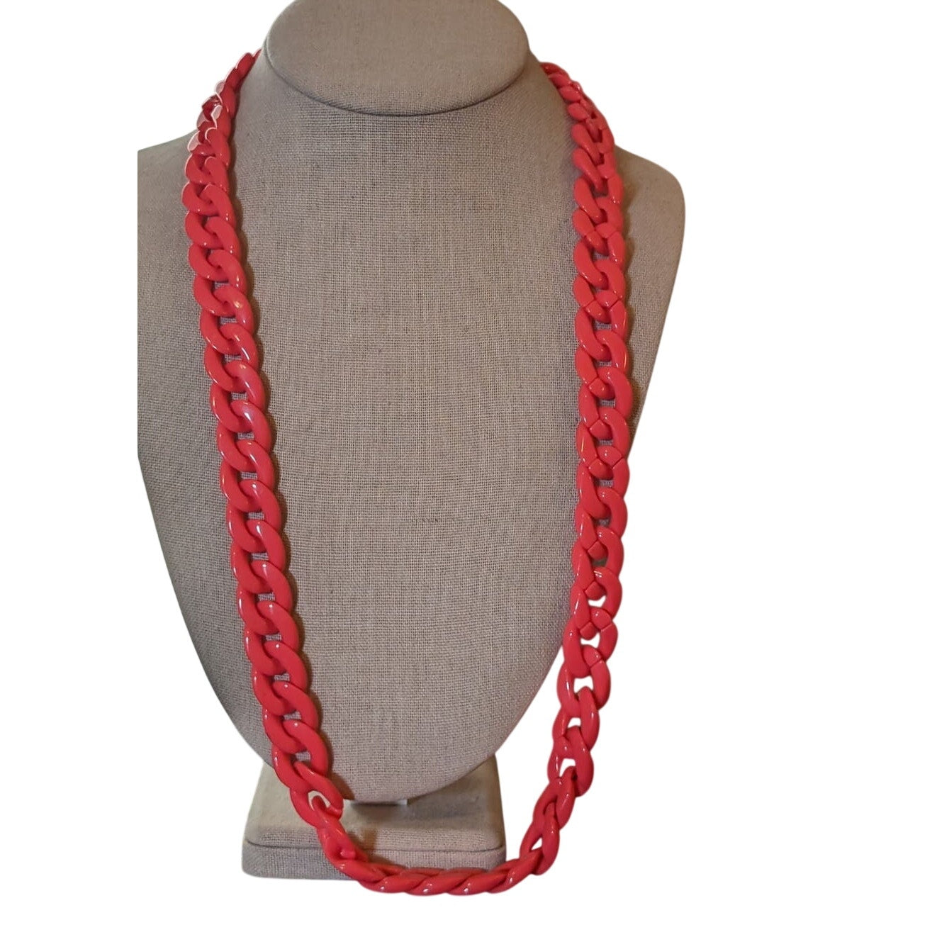Hot Pink Acrylic 3/4" Cable Link 28" Necklace
