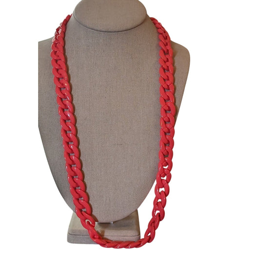 Hot Pink Acrylic 3/4" Cable Link 28" Necklace