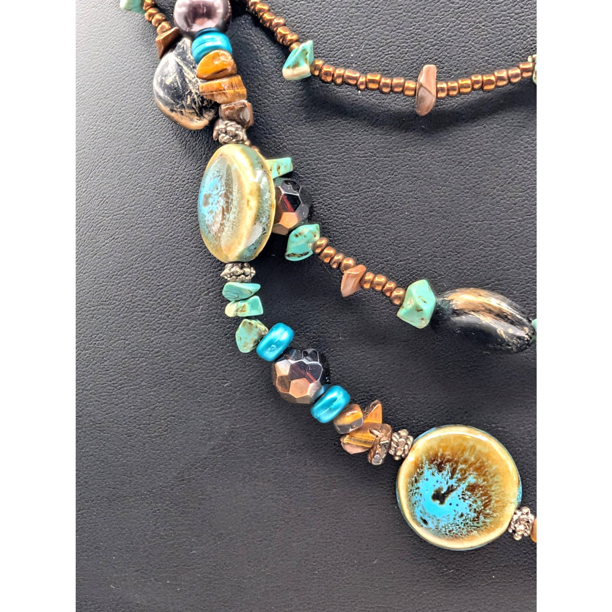 Multi-Strand Boho-Style Southwestern Statement Beaded 15.5"-19" Necklace