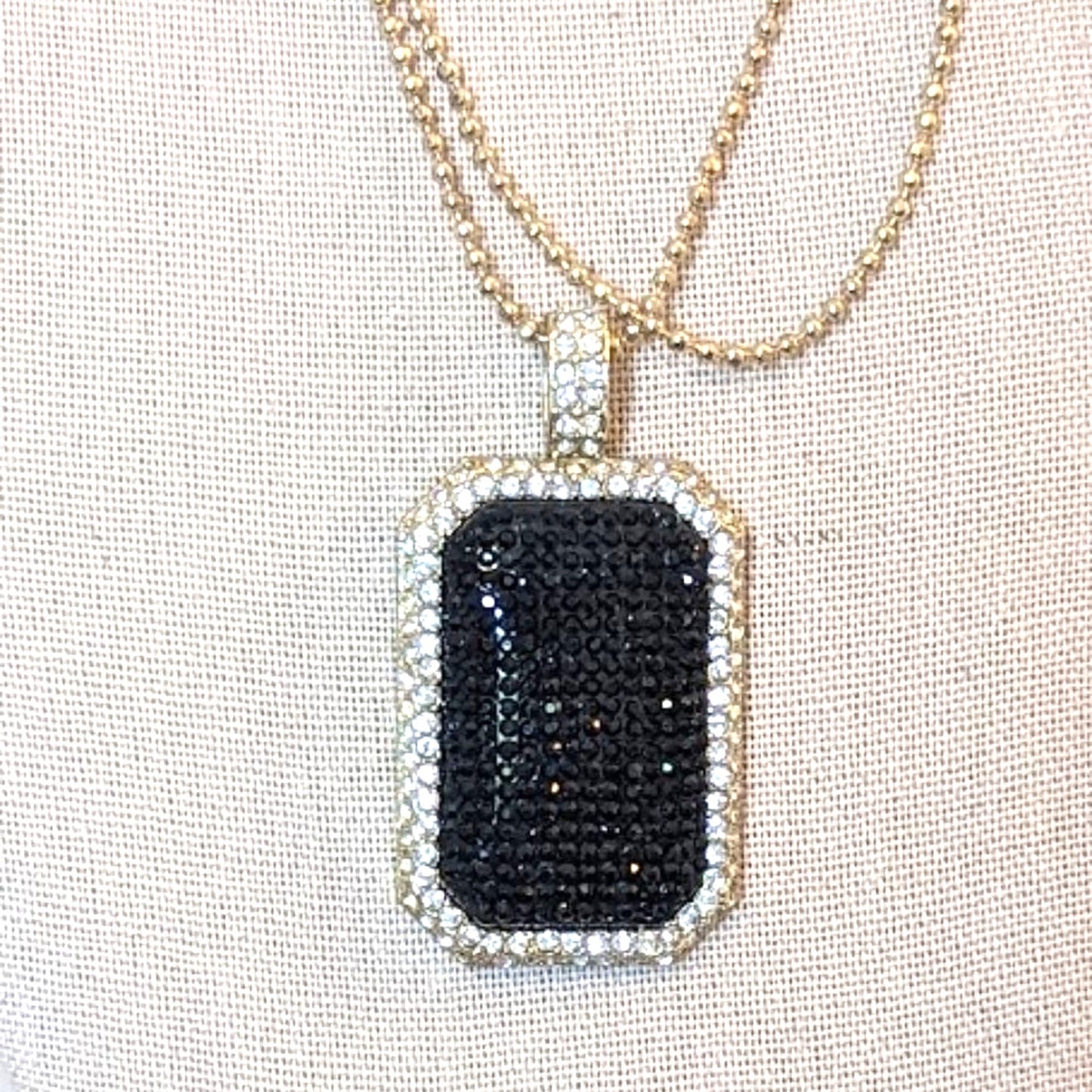 ABS by Allen Schwartz NWOT Black Crystal Gold Tone Statement Necklace