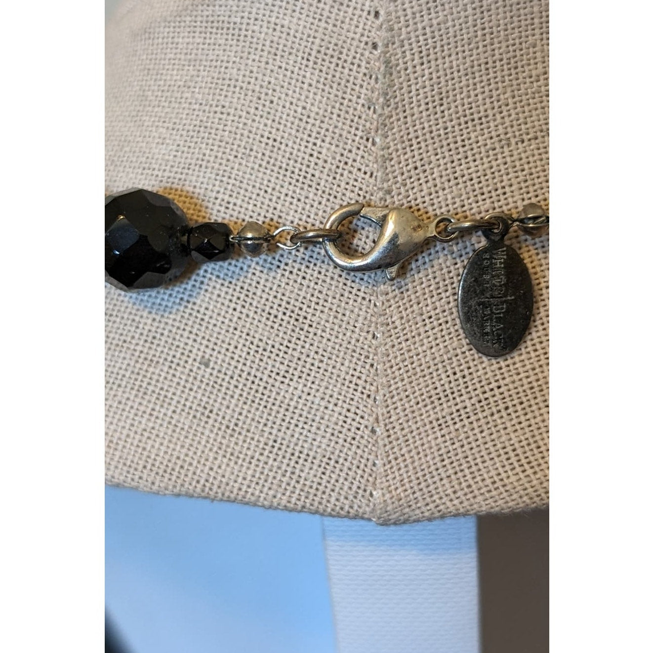 White House Black Market Black Faceted Glass Bead & Freshwater Pearl Necklace