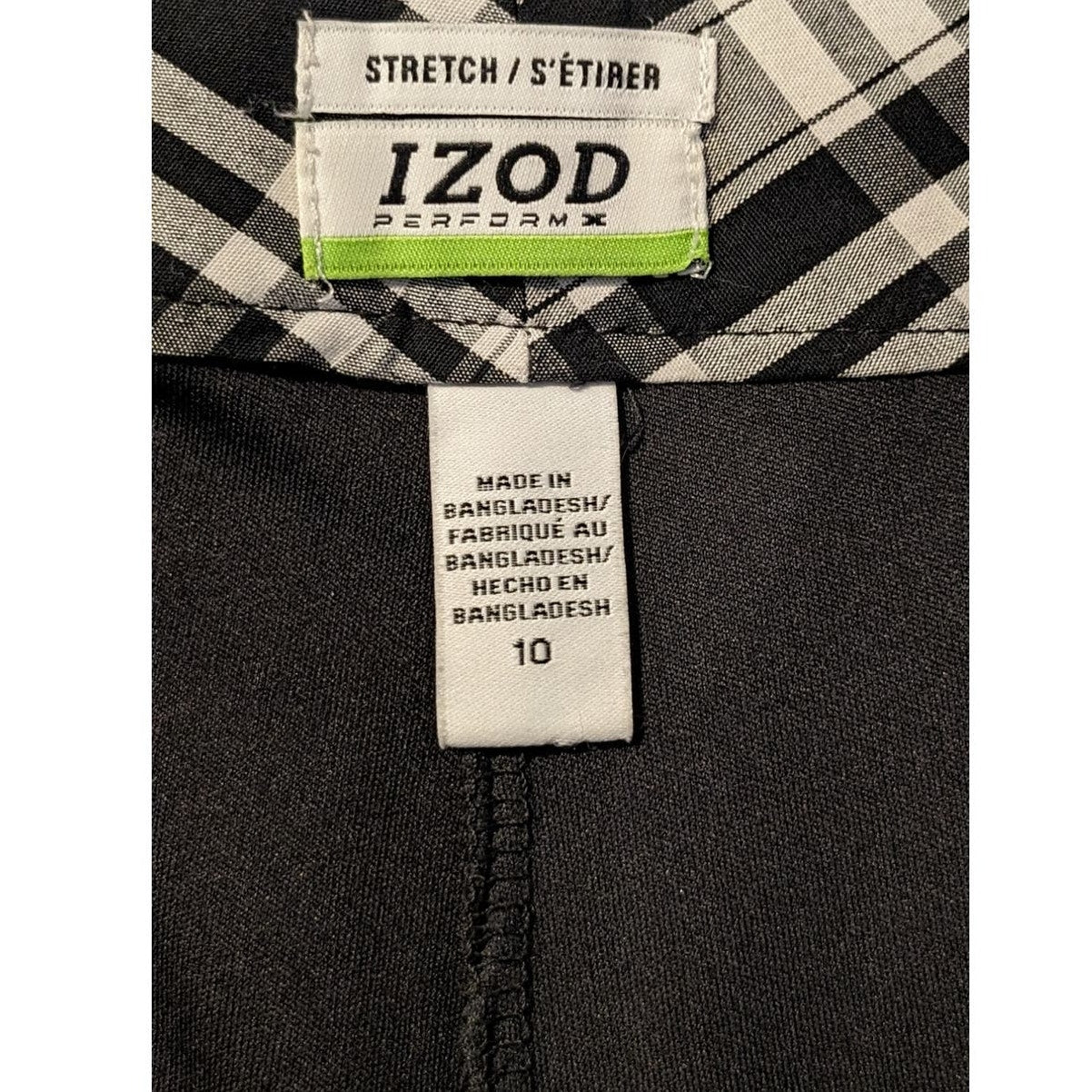 IZOD PerformX Black White Plaid Golf Tennis Stretch Skort Womens Sz 10