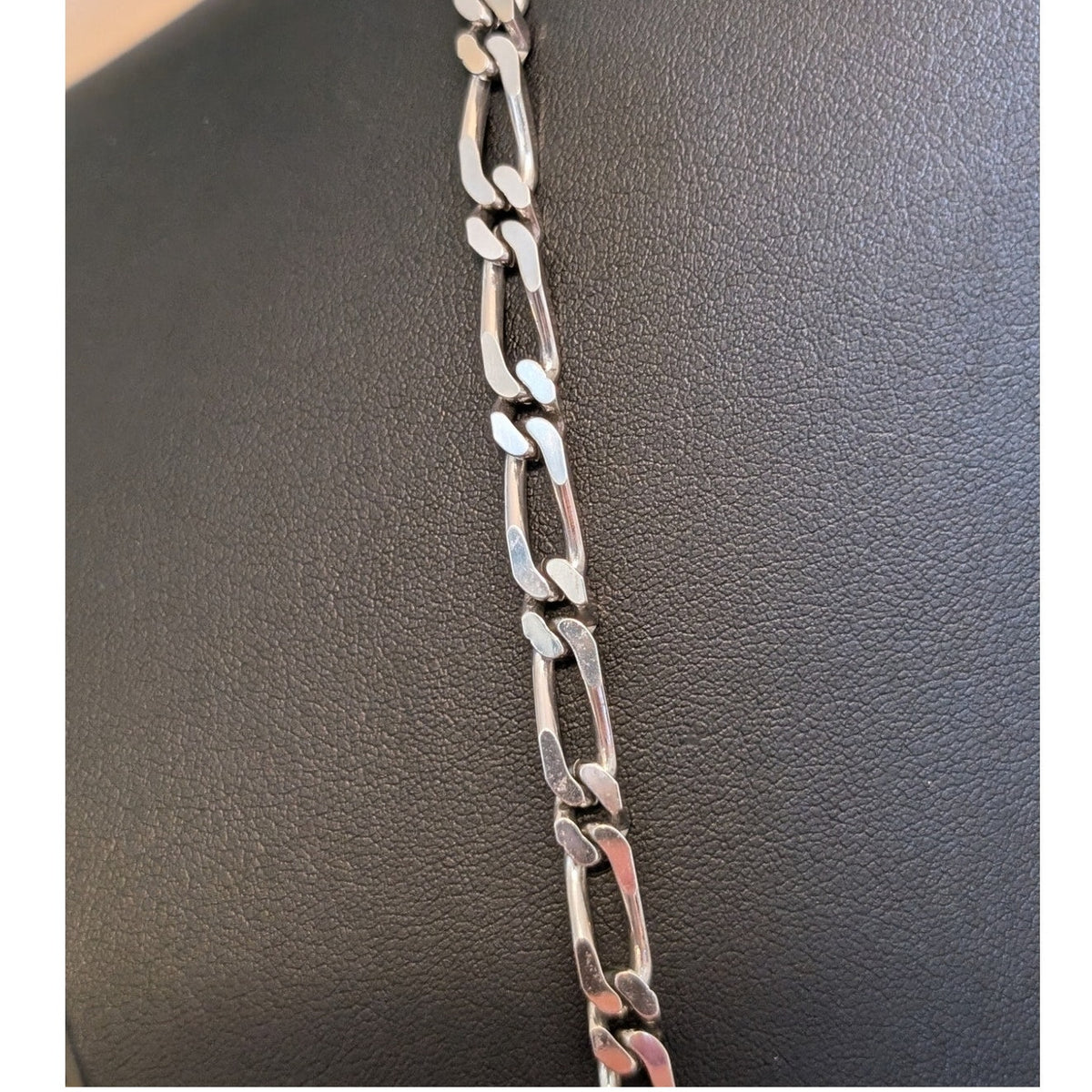 Vintage Monet Sparkling Silver Tone Figaro Chain Link 36" Necklace