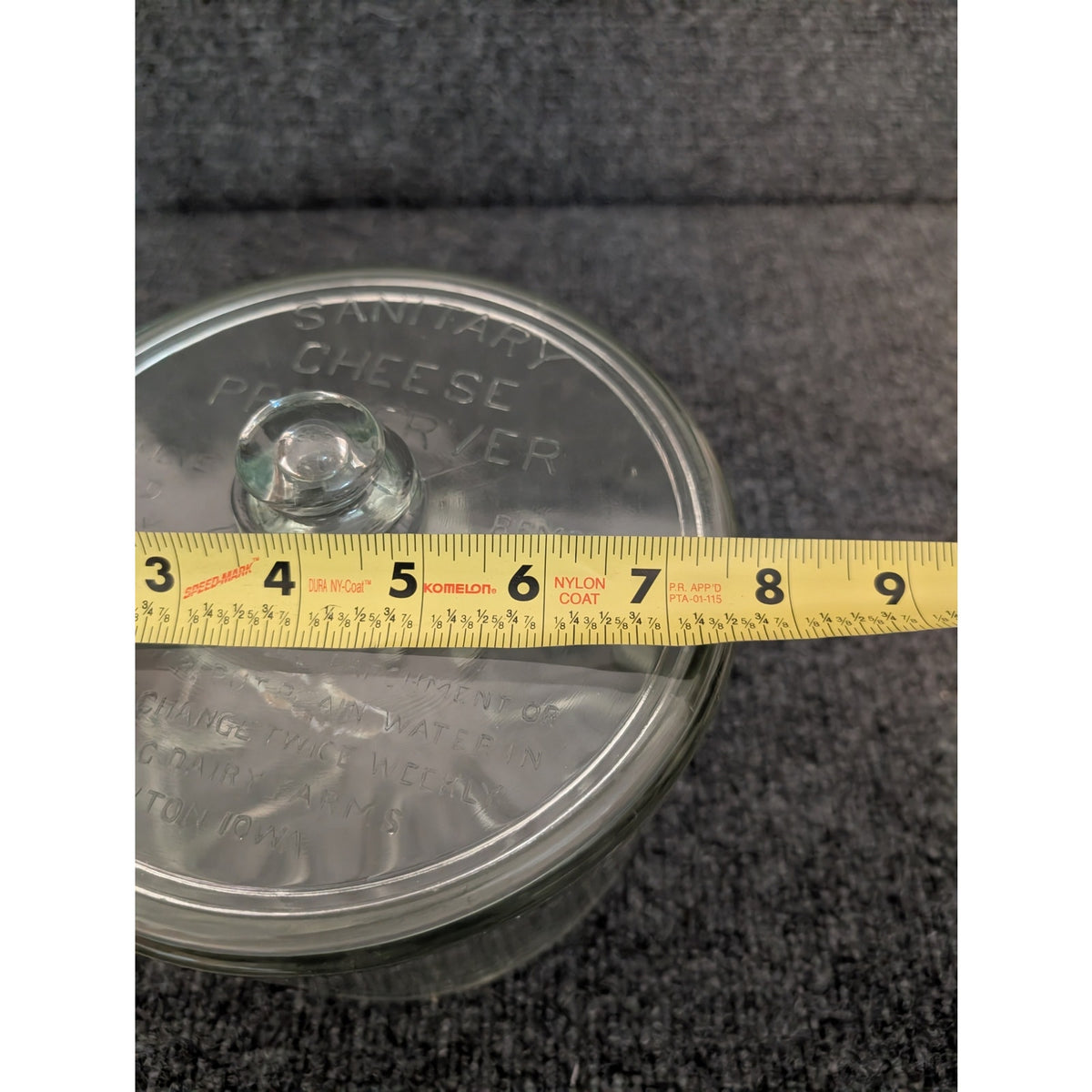 VTG Maytag Dairy Farms Heavy Green Glass Sanitary Cheese Preserver With Lid