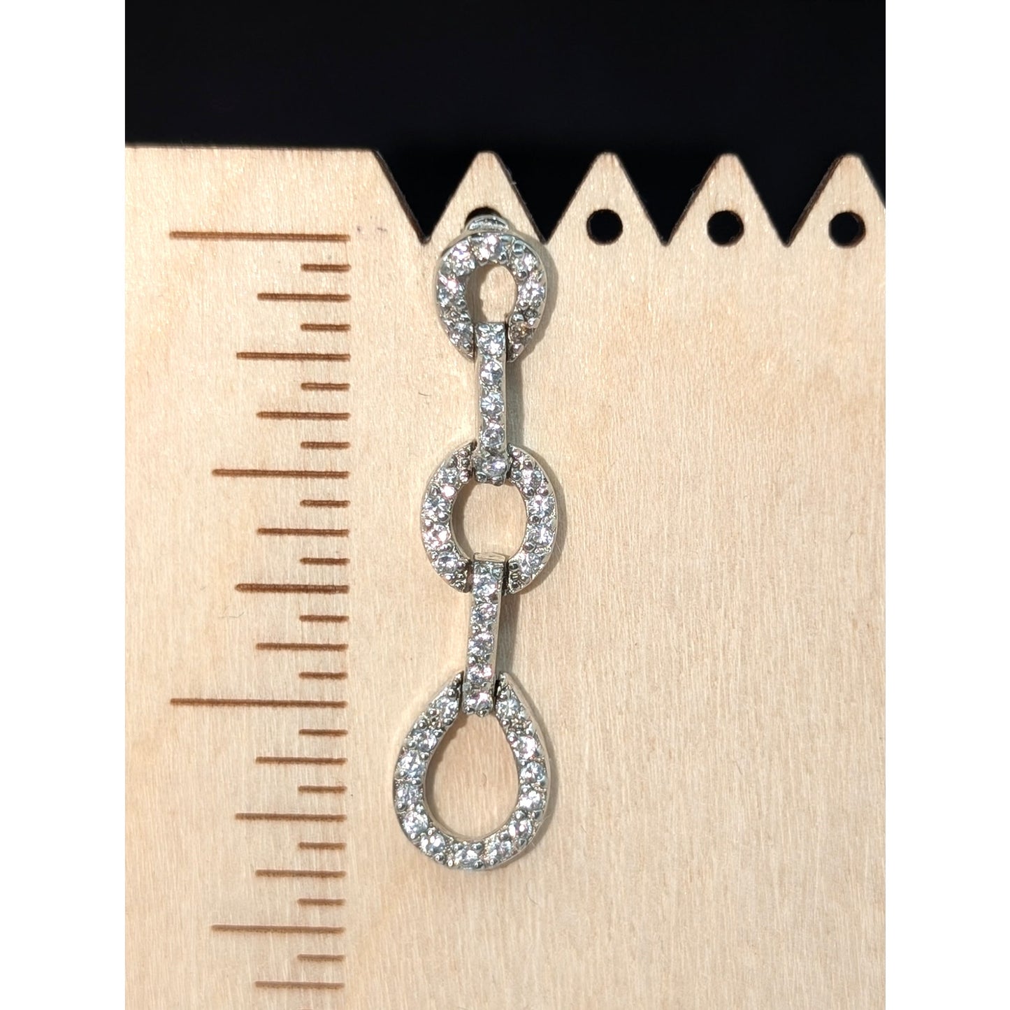 925 Sterling Silver Articulated Graduated Circle Link CZ Drop Earrings