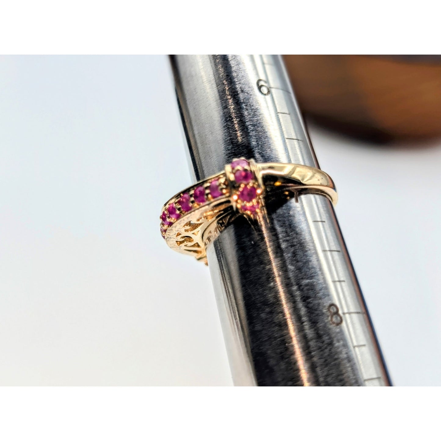 925 Sterling Gold Tone Test as Rubies Band Ring Size 7