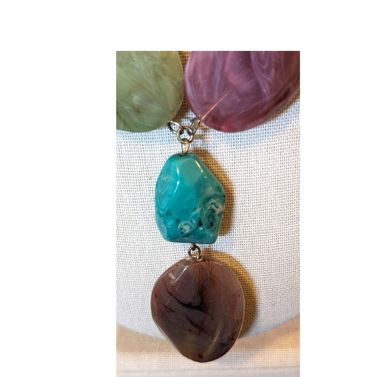 Chunky Multi-Color Multi-Shape Faceted Acrylic Bead Y-Drop Statement Necklace