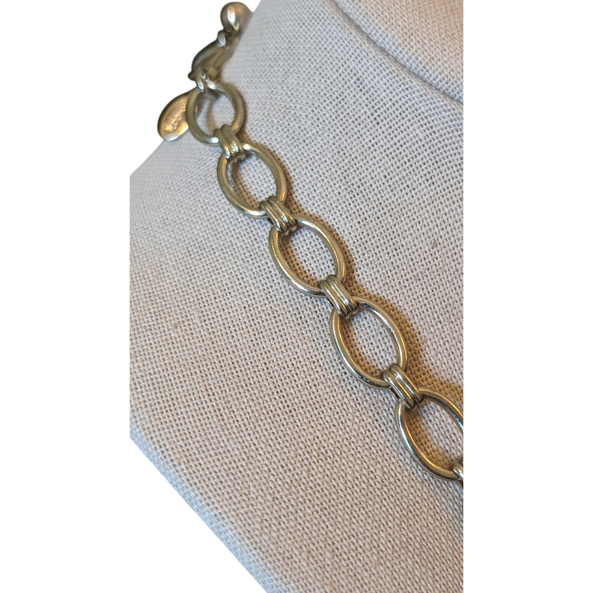 Vintage Signed Chico's Neutral Chunky Chain, Stone Fringe Statement Necklace