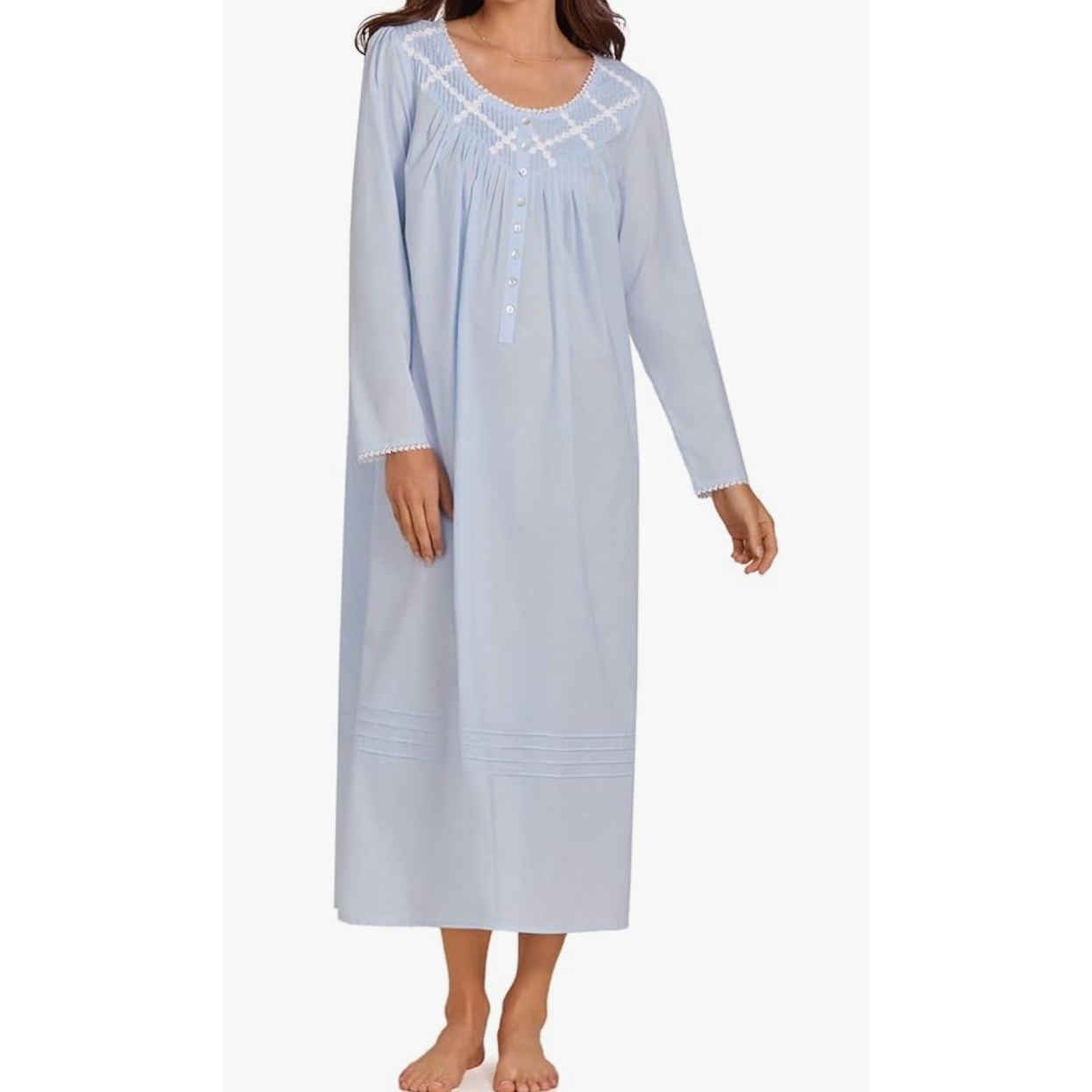 Eileen West Sleepwear Poetic Woven Lawn Collection 100% Cotton Nightgown Sz L