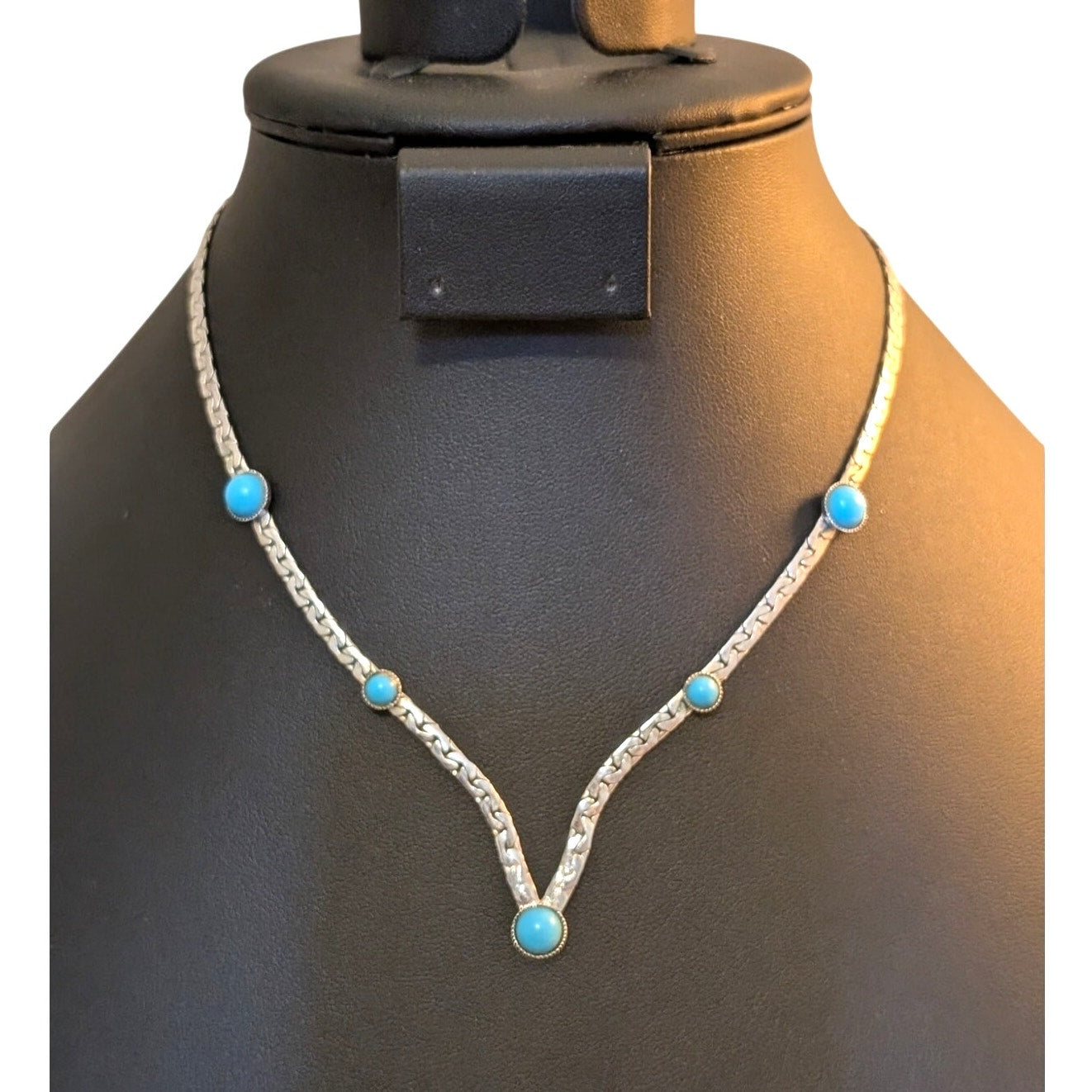 Vintage Sarah Coventry Summer Skies Silver Tone & Faux Turquoise Necklace