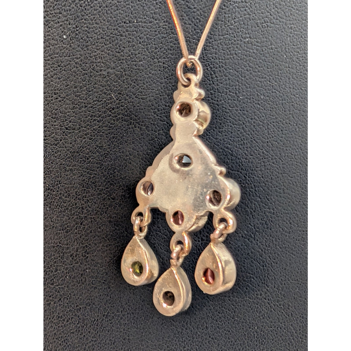 925 Sterling Silver Semi-Precious Gemstone Chandelier Pendant 20" Chain Necklace