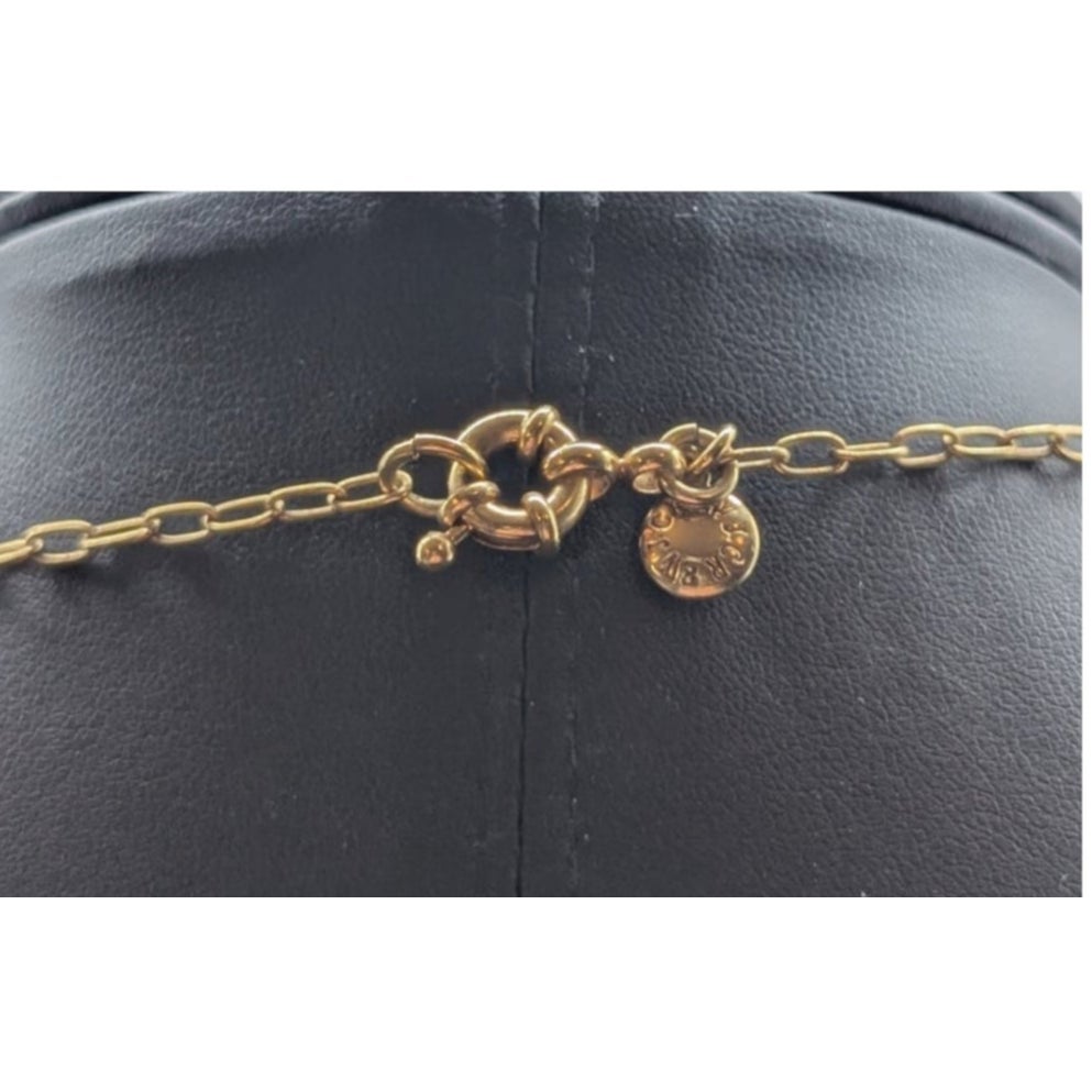 Signed J. Crew Peach Crystal Rhinestone Ball Gold Tone Chain 32" Necklace