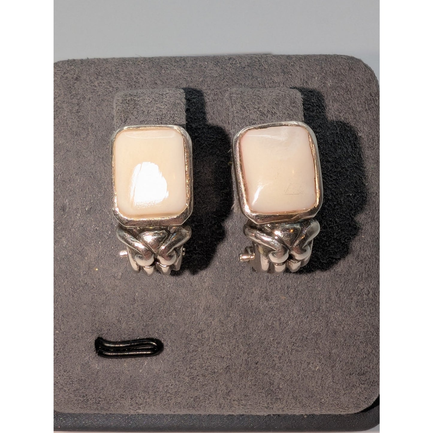 Estate Vintage Mother of Pearl Sterling Silver Pierced Earrings