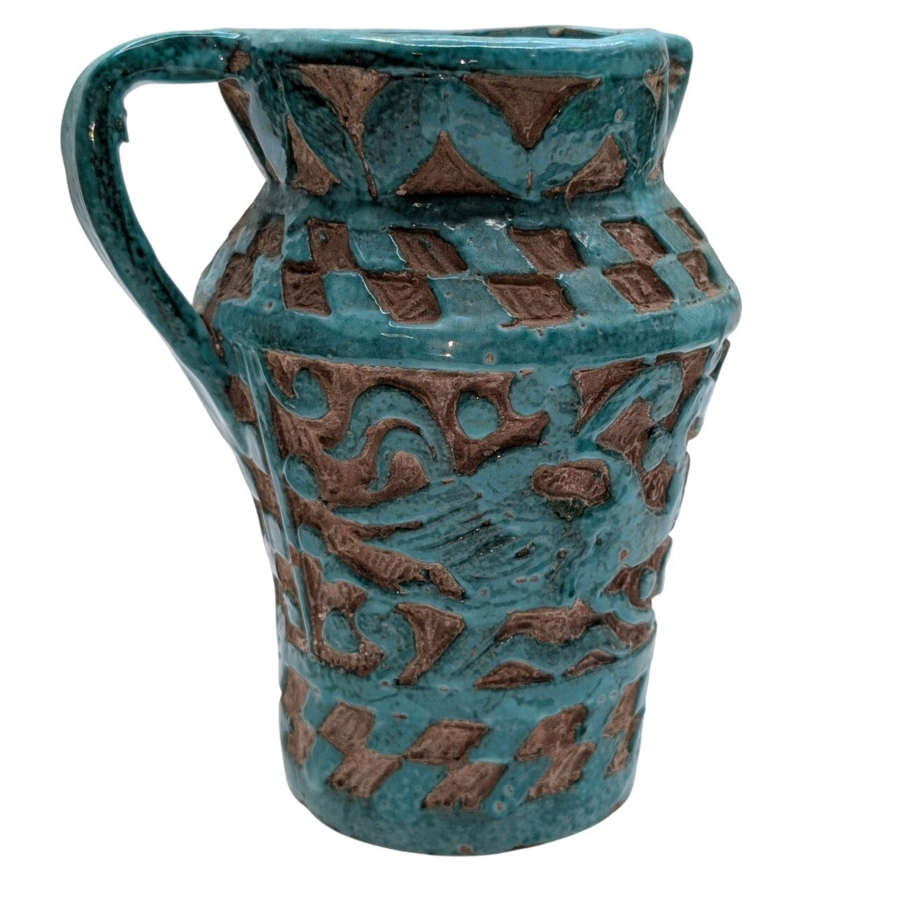 Vintage Turquoise Blue Italian Pottery Pitcher