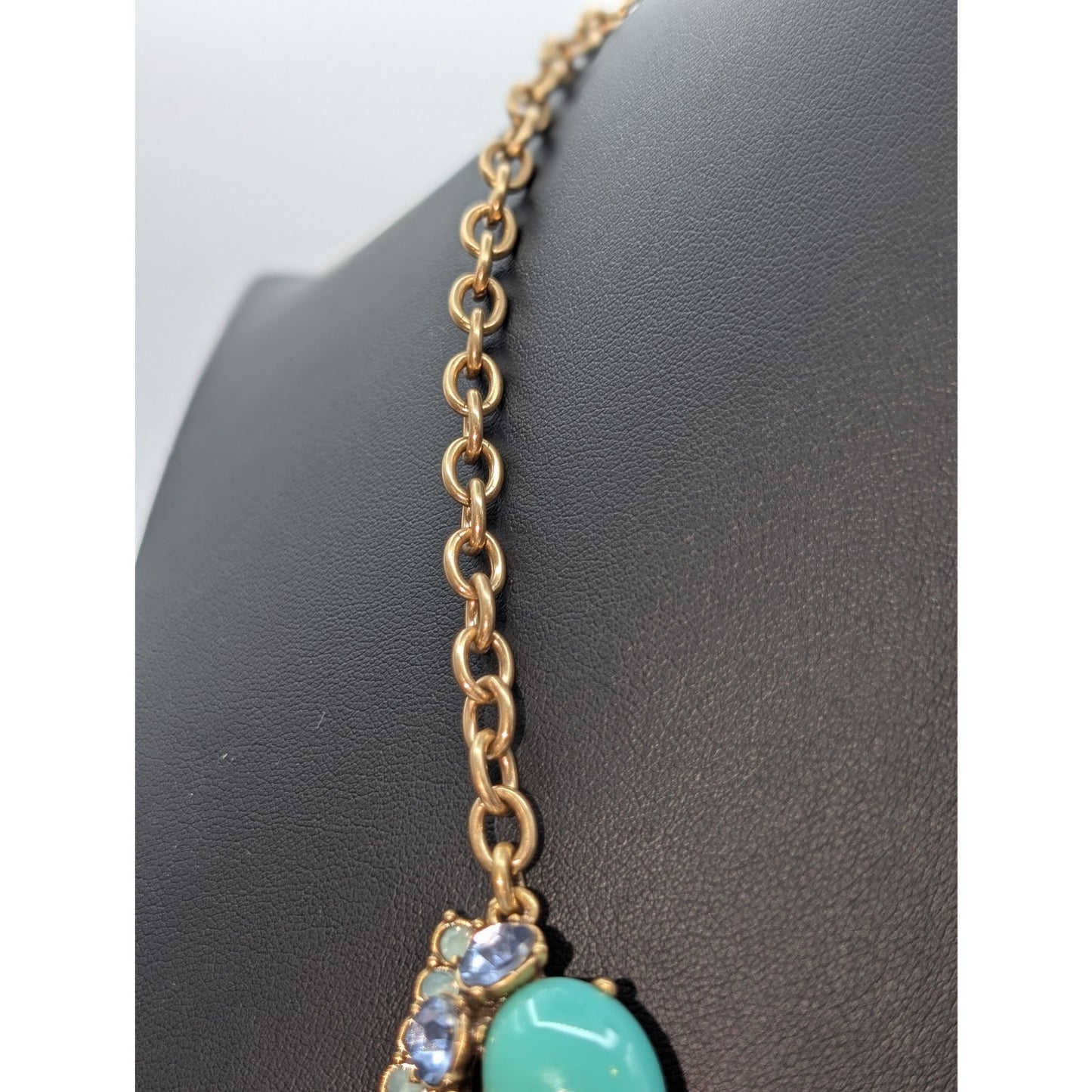 Stella & Dot Rory Blue Stones Lavender Crystal Gold Tone Statement Necklace