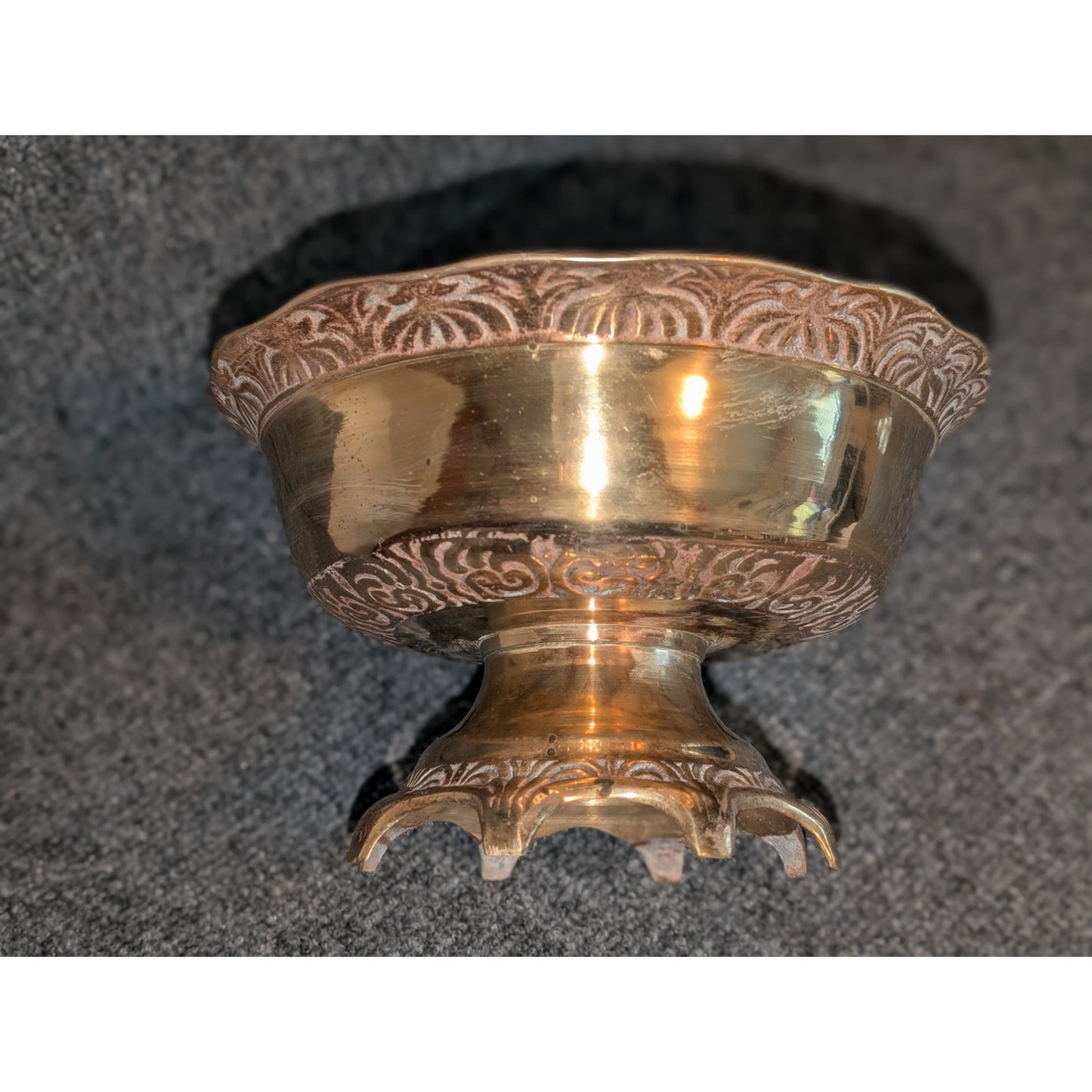 Mid-Century 1960s Pedestal Heavy Brass Decorative Bowl