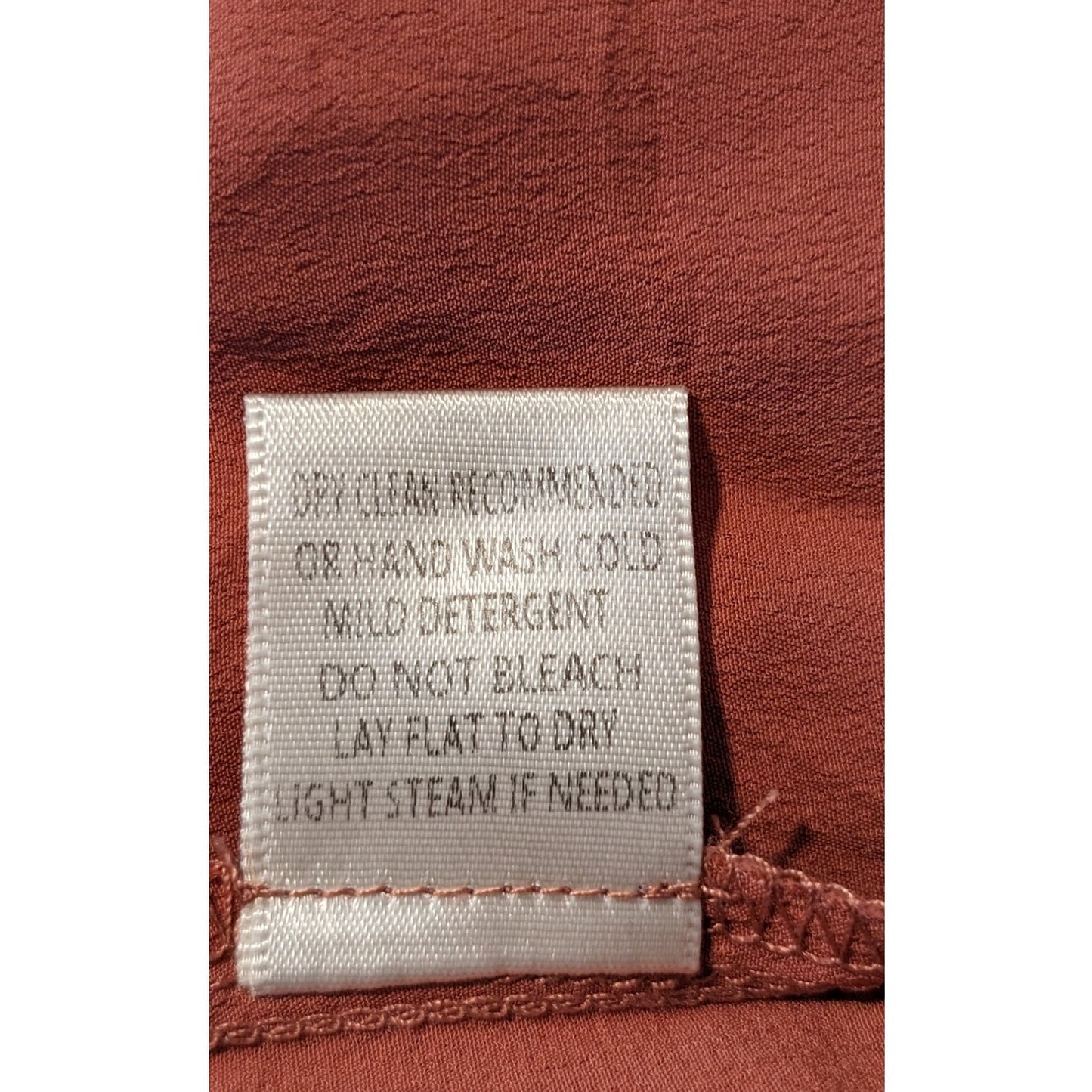 Lovestitch Brick V-Neck Button Up Tie Front Short Sleeve Blouse Womens Sz L