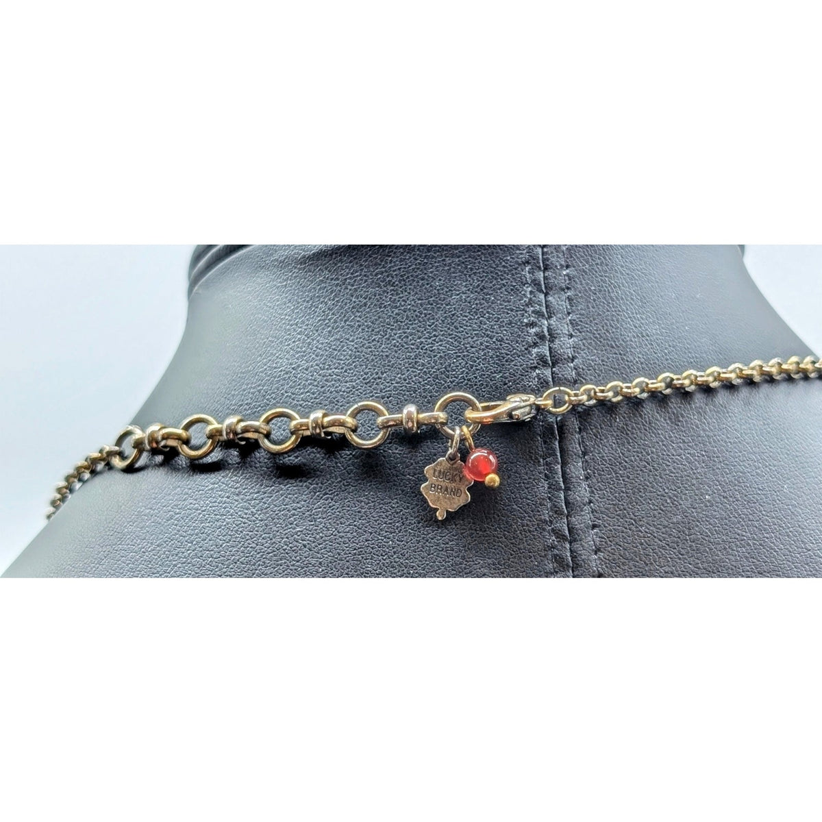 Vintage Lucky Brand Red Bead Chandelier Dangle Pendant Chain 27"-28" Necklace