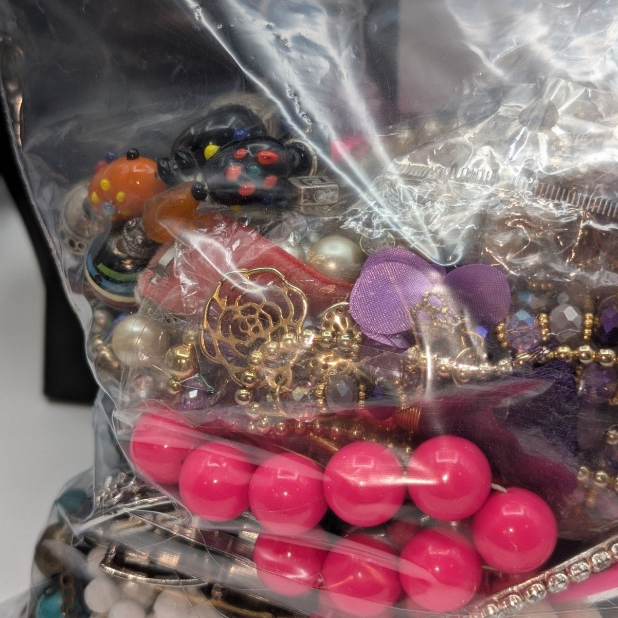 Jewelry Lot Cheryl Repurpose Bag Over 4 Pounds Beads & Possible Wearable Pieces