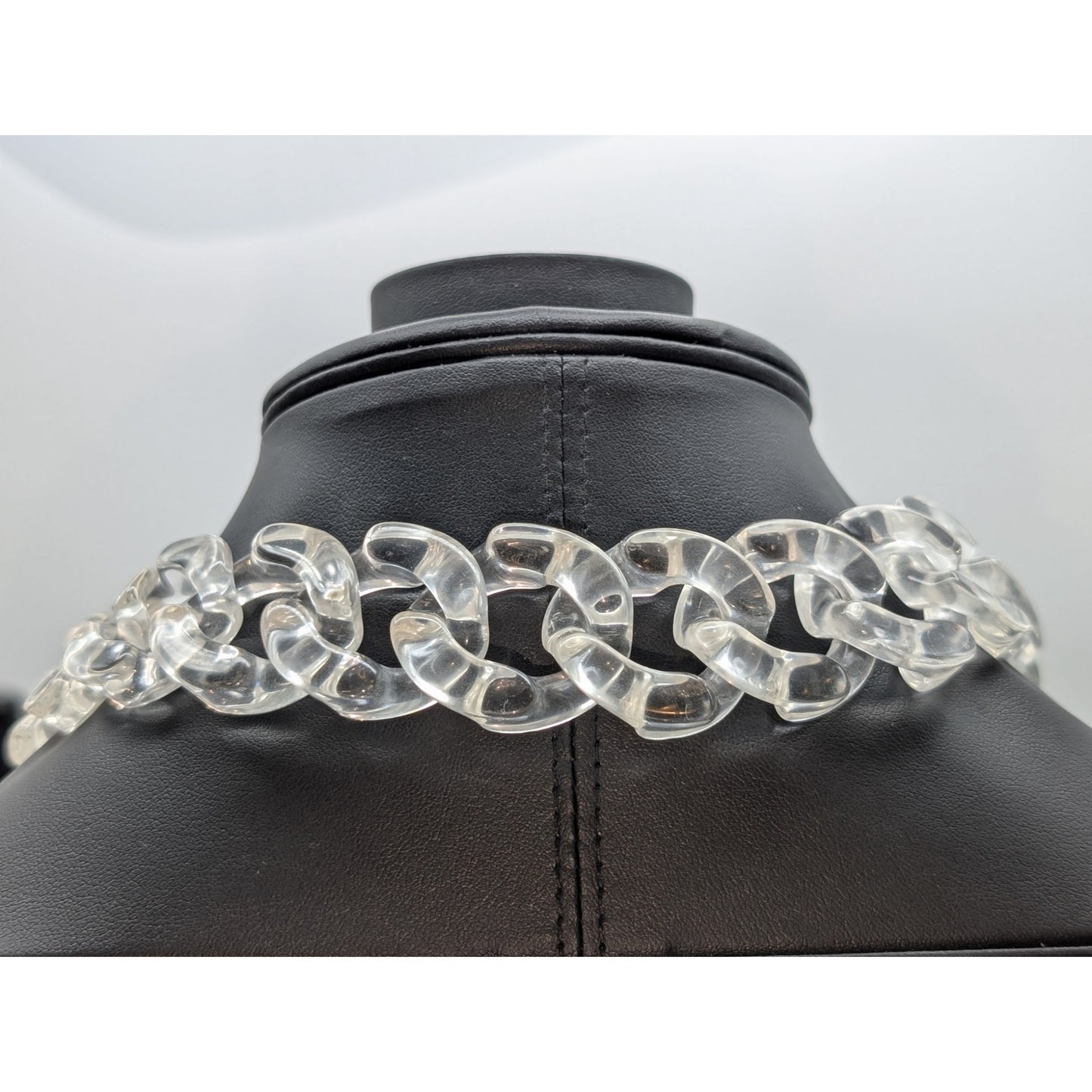 Vitaly Clear Lucite Cuban Chain Gold Tone Buckle Clasp Necklace & Bracelet Set
