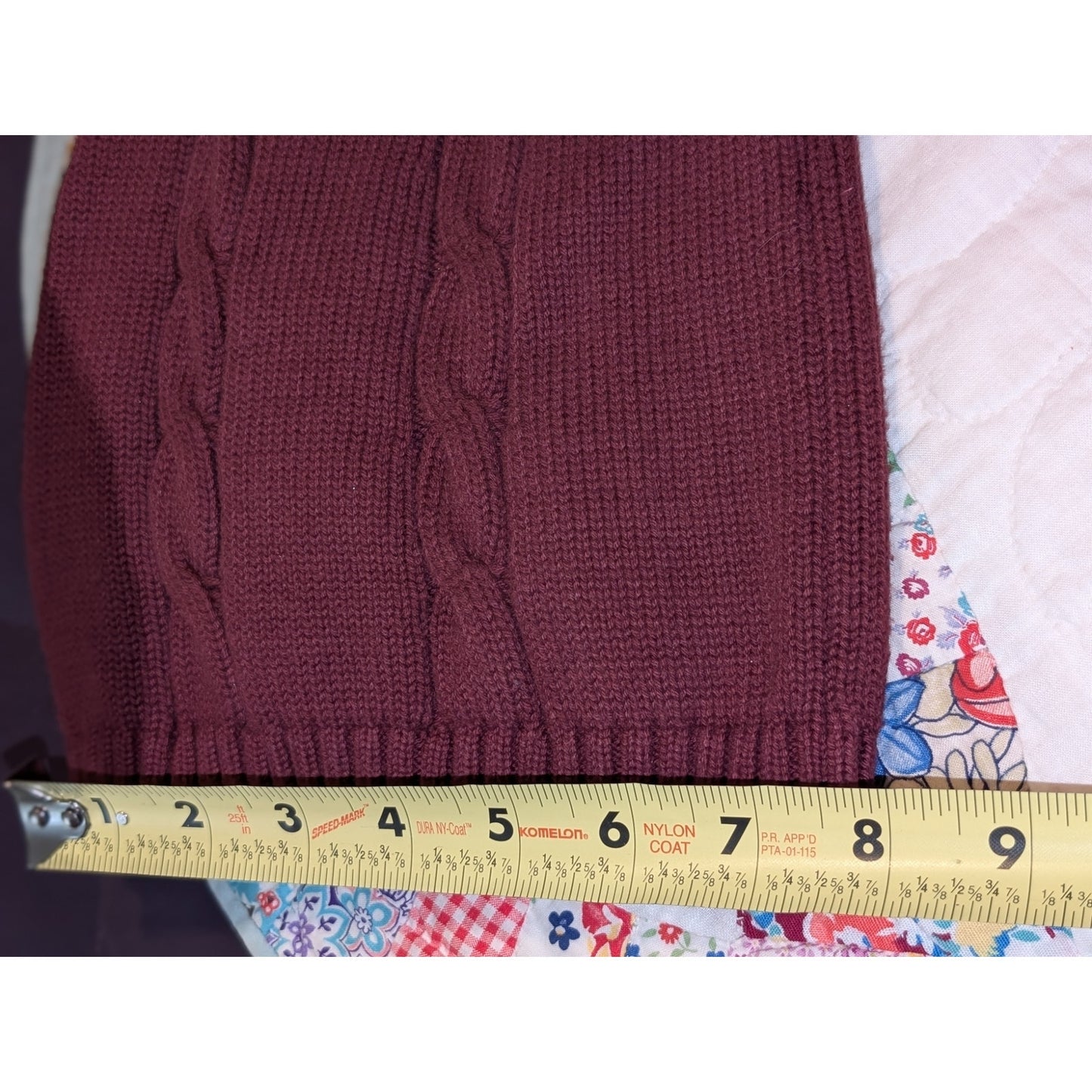 NorthStyle Burgundy Cable 100% Cotton 3/4 Bell Sleeve Sweater Women's Sz XL