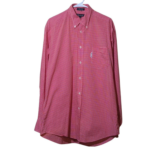 Faconnable Red Check 100% Cotton Button Down Shirt Men's Size XL