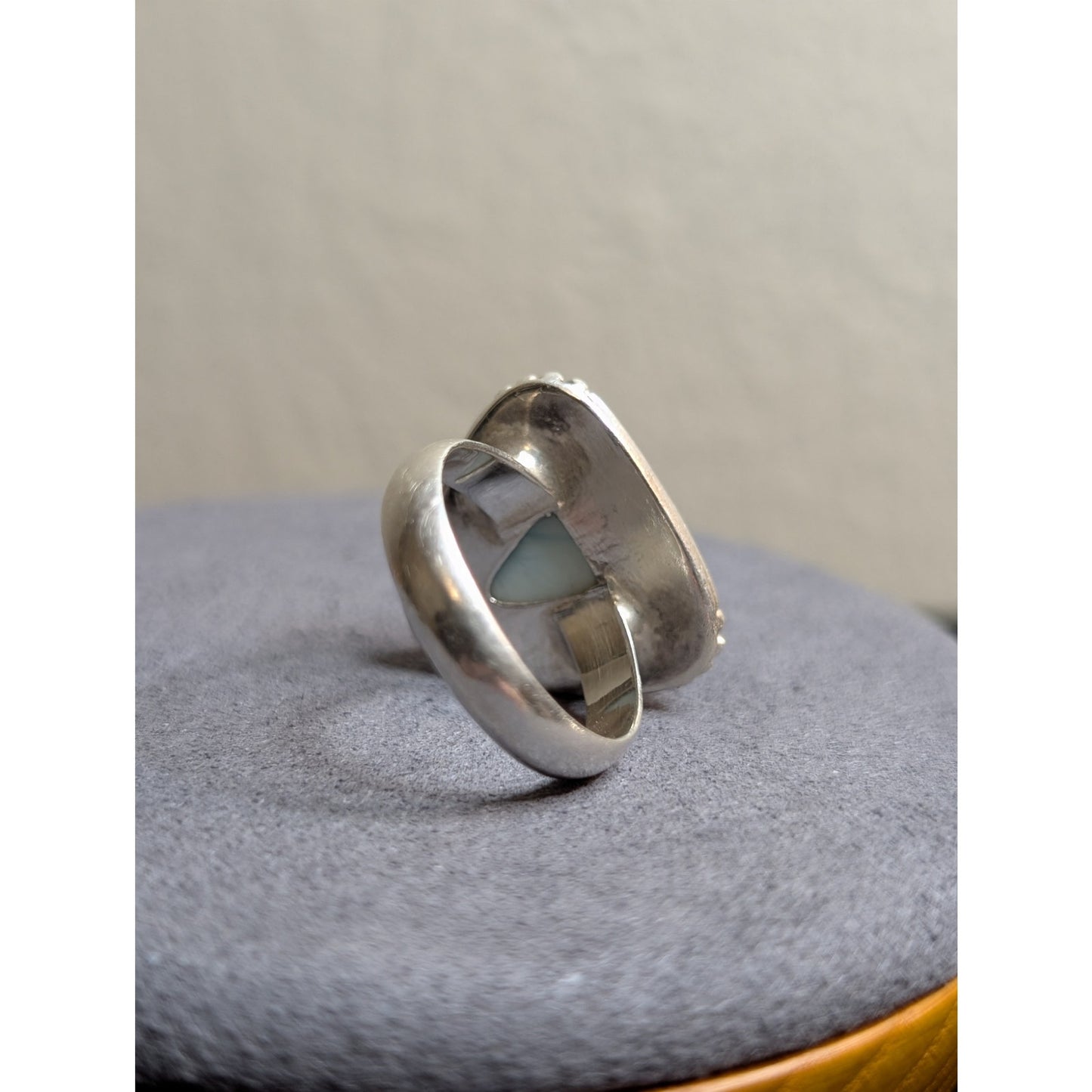 Vintage Southwest 925 Sterling Silver & Blue Larimar Trillion Ring-Sz 6.5