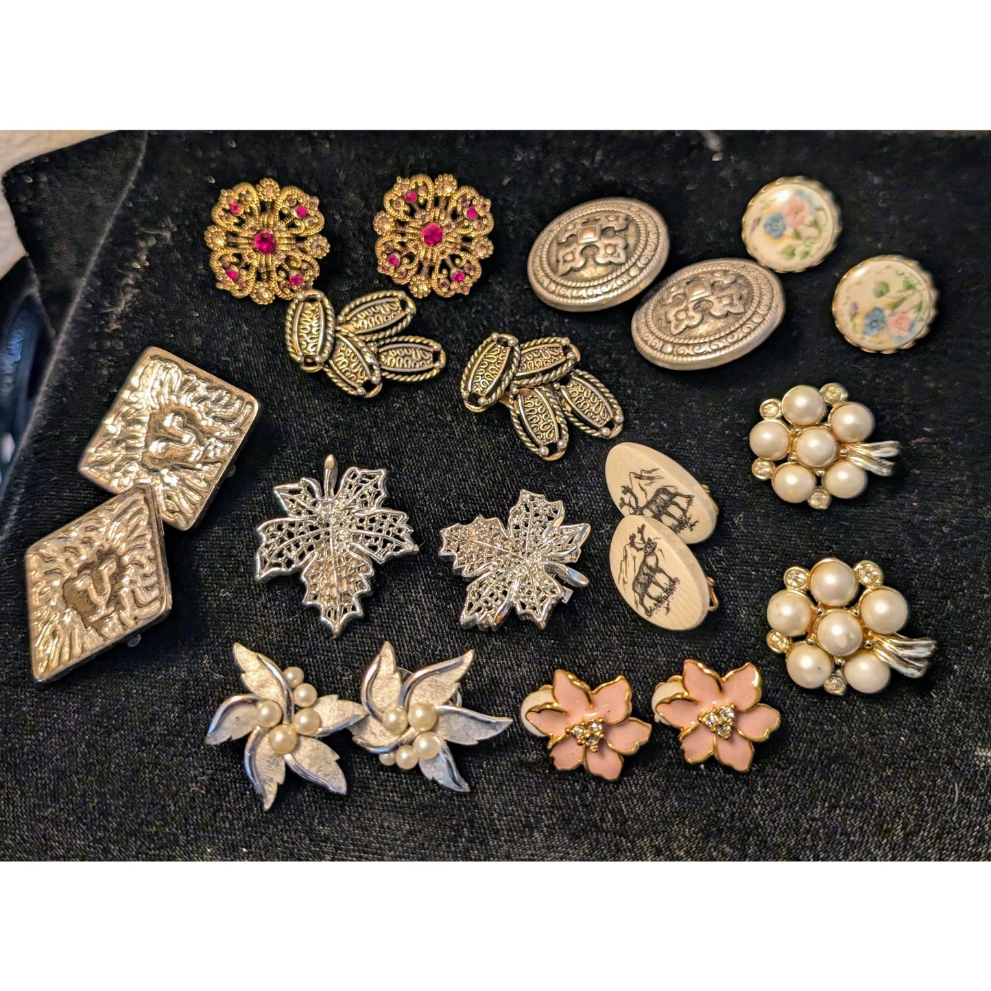 Ten Pair Vintage Clip On Some Signed Anne Klein Avon Sarah Coventry Earrings