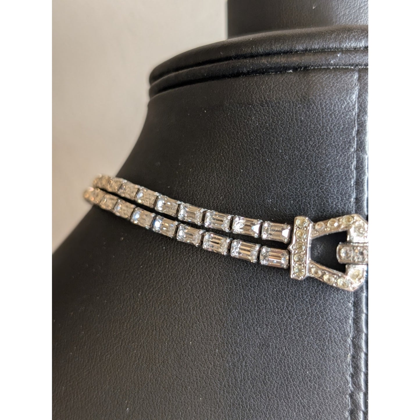 Vintage Joseph Mazer Double Strand Rhinestone Baguette Necklace