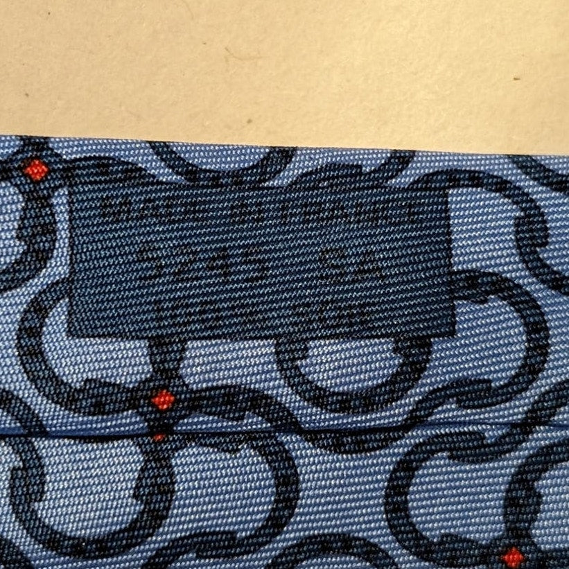 Hermes Paris Vintage 100% Silk Blue Print Neck Tie