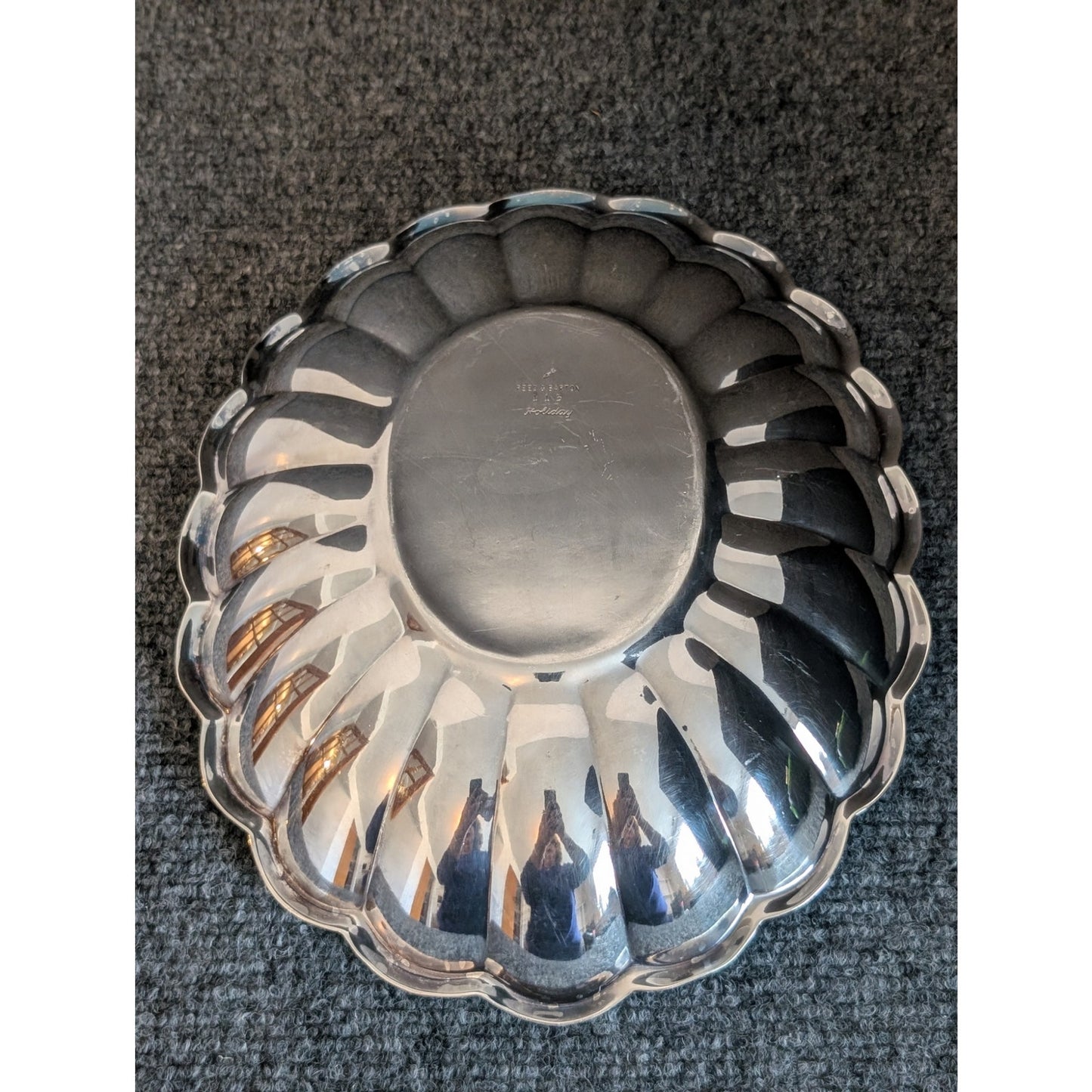 Mid 20th Century Reed & Barton Scalloped Silver Plate Holliday Collection Bowl