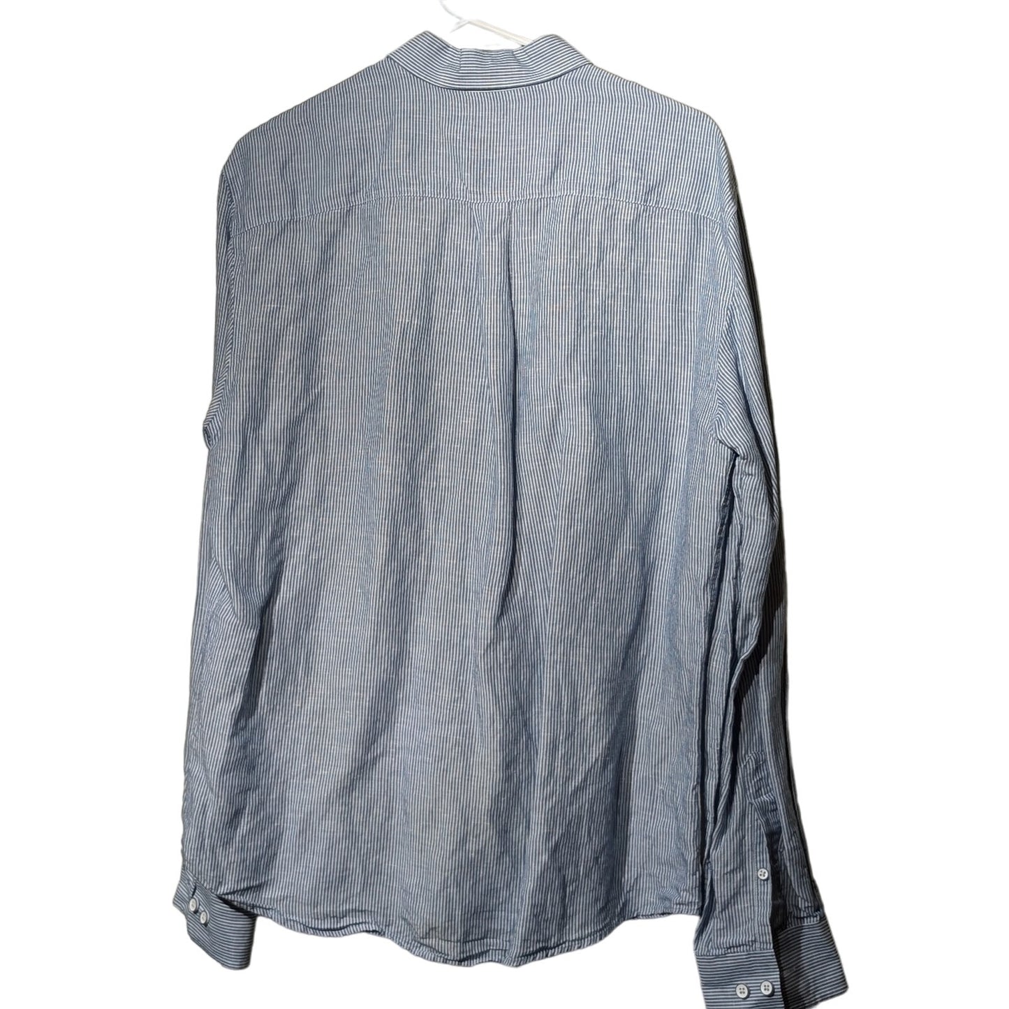 Johnnie-O Hangin Out Blue Stripe Long Sleeve Button Front 100% Cotton Shirt Sz M
