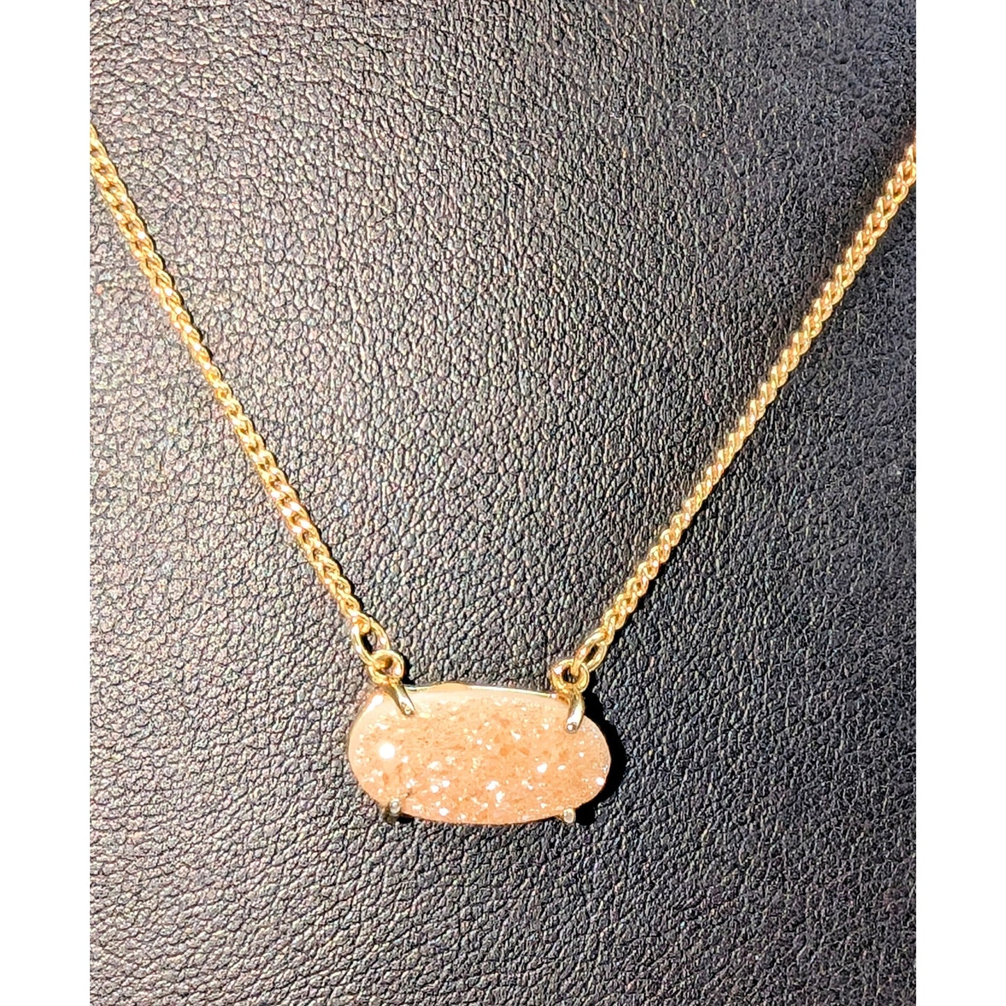 Luna Norte Pink Quartz Druzy Gold Tone 17" 18" & 19" Necklace