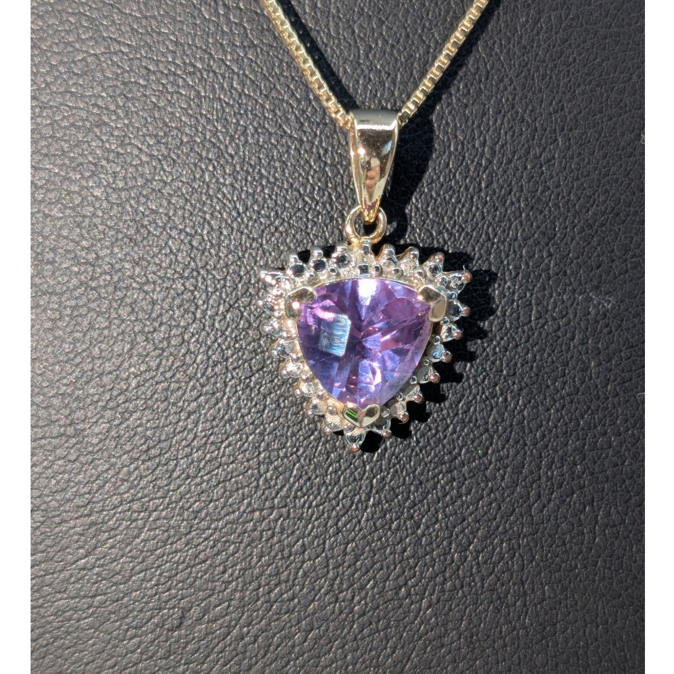 Vintage 925 Sterling Vermeil Faceted Purple Sapphire Pendant Necklace & Earrings