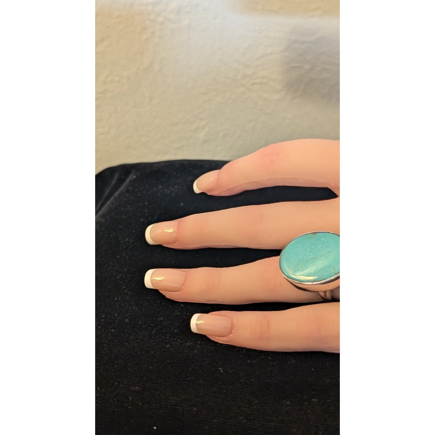 Vintage Navajo Sterling Signed GG Oval Genuine Turquoise 10g Ring Size 5.25