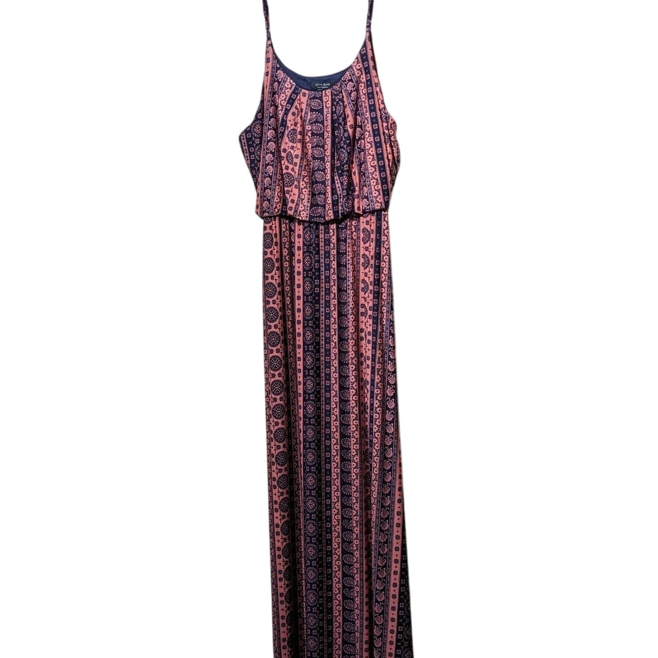 Love Ryan Los Angeles Adjustable Spaghetti Strap Paisley Maxi Dress Womens Sz XL